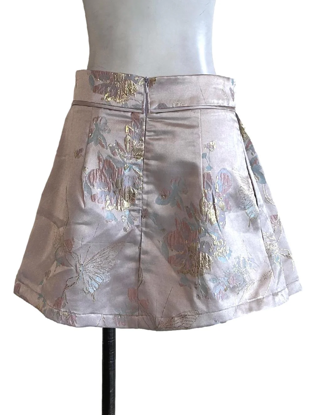 Shining Purple Floral Pleated Skirt - Image 2
