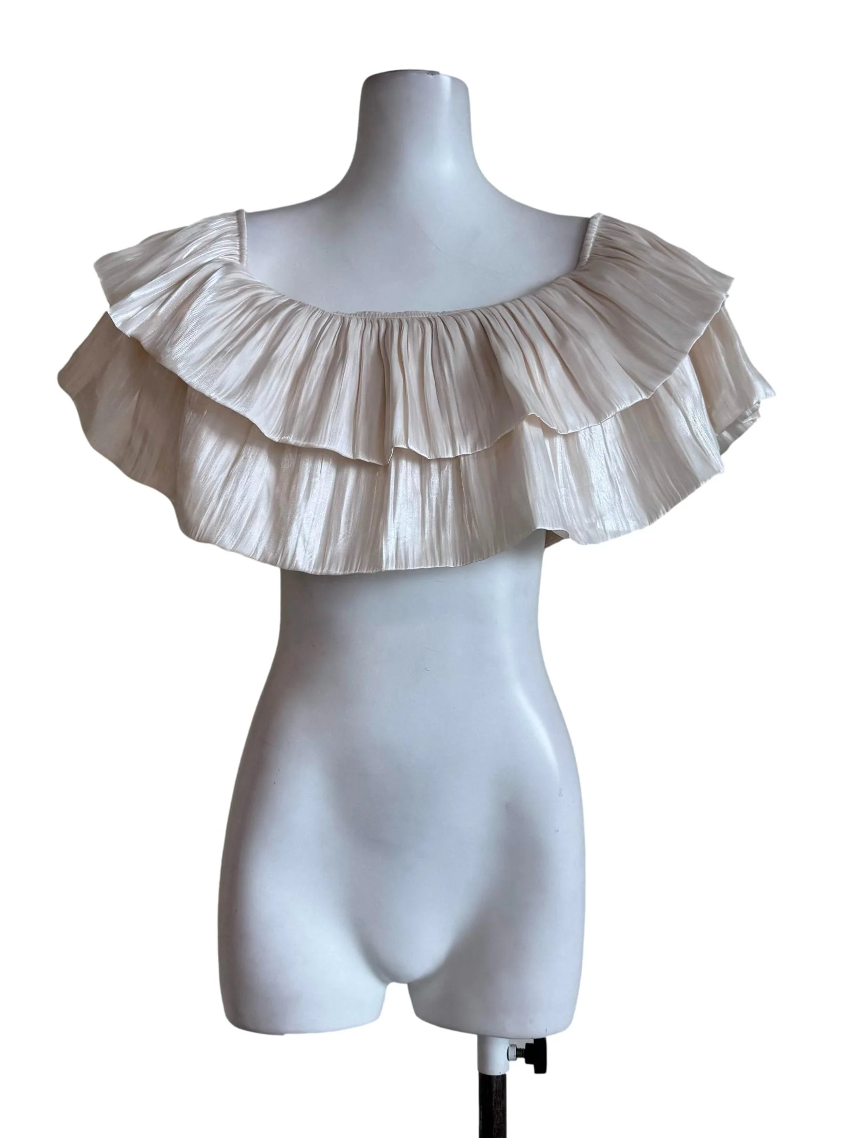 Shiny Beige Layered Top