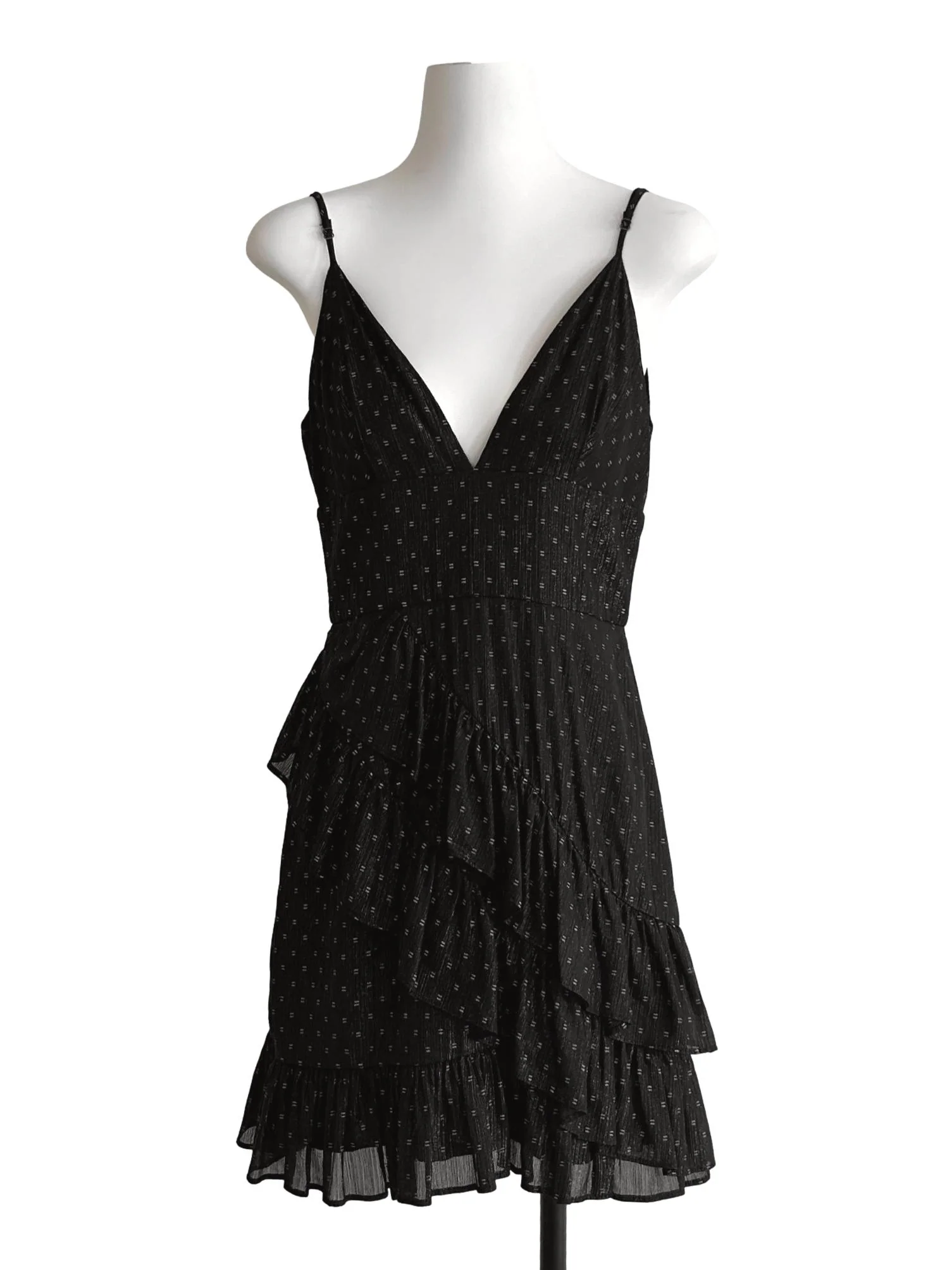Shiny Black Ruffled Dress
