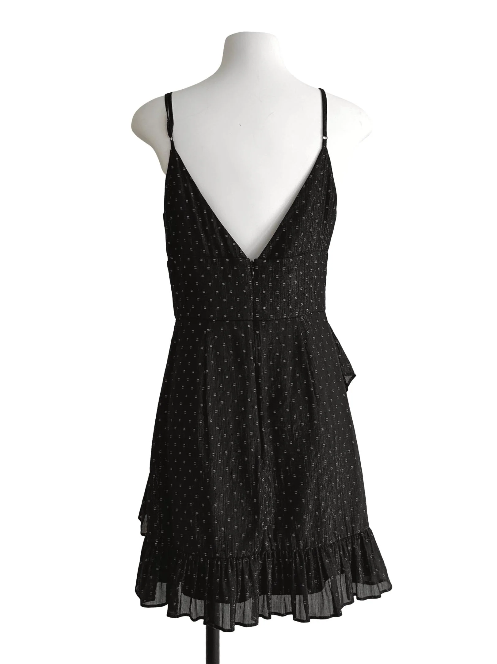 Shiny Black Ruffled Dress - Image 2