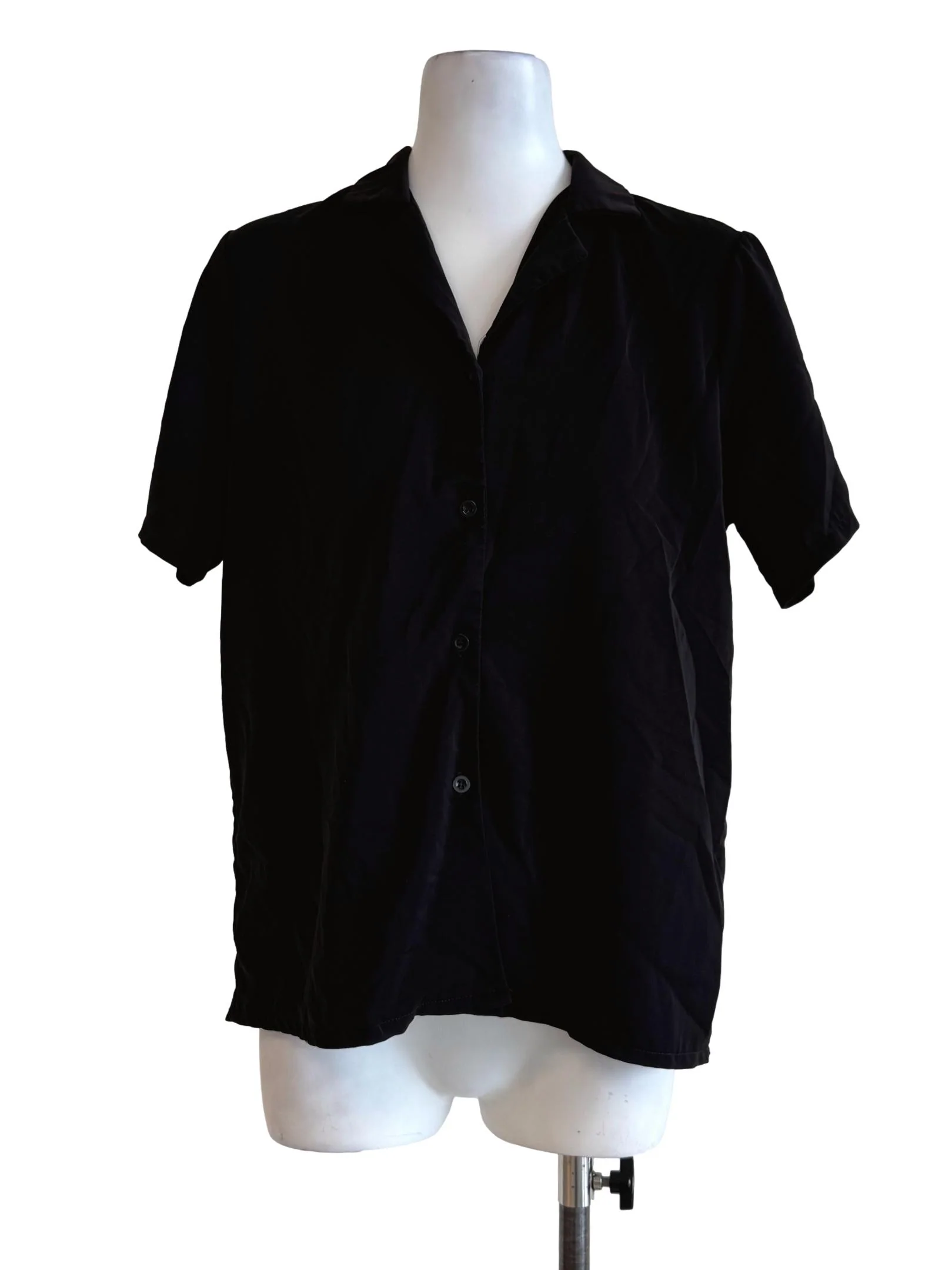 Shiny Black Short Sleeve Shirt