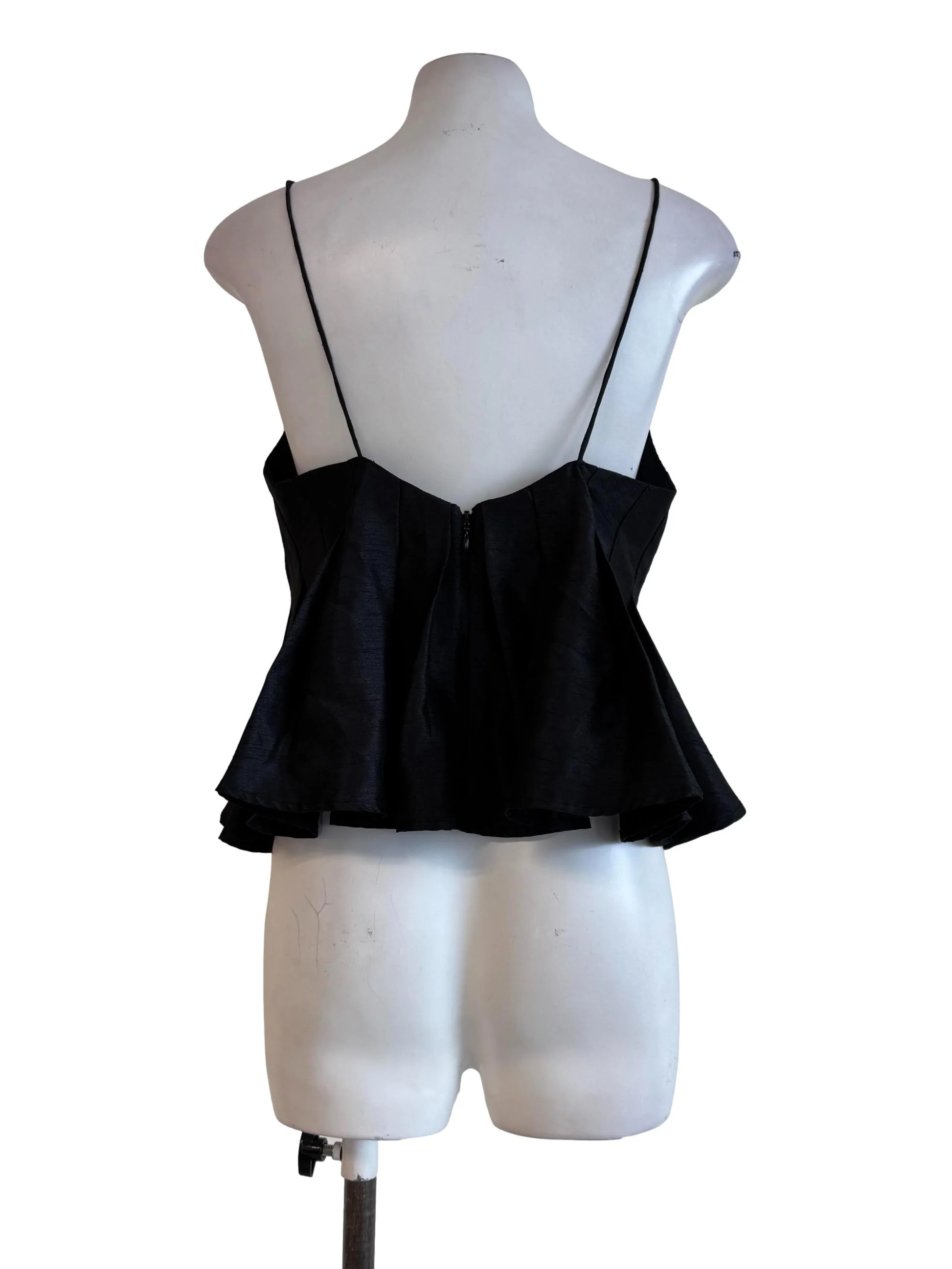 Shiny Black V Neck Top - Image 2