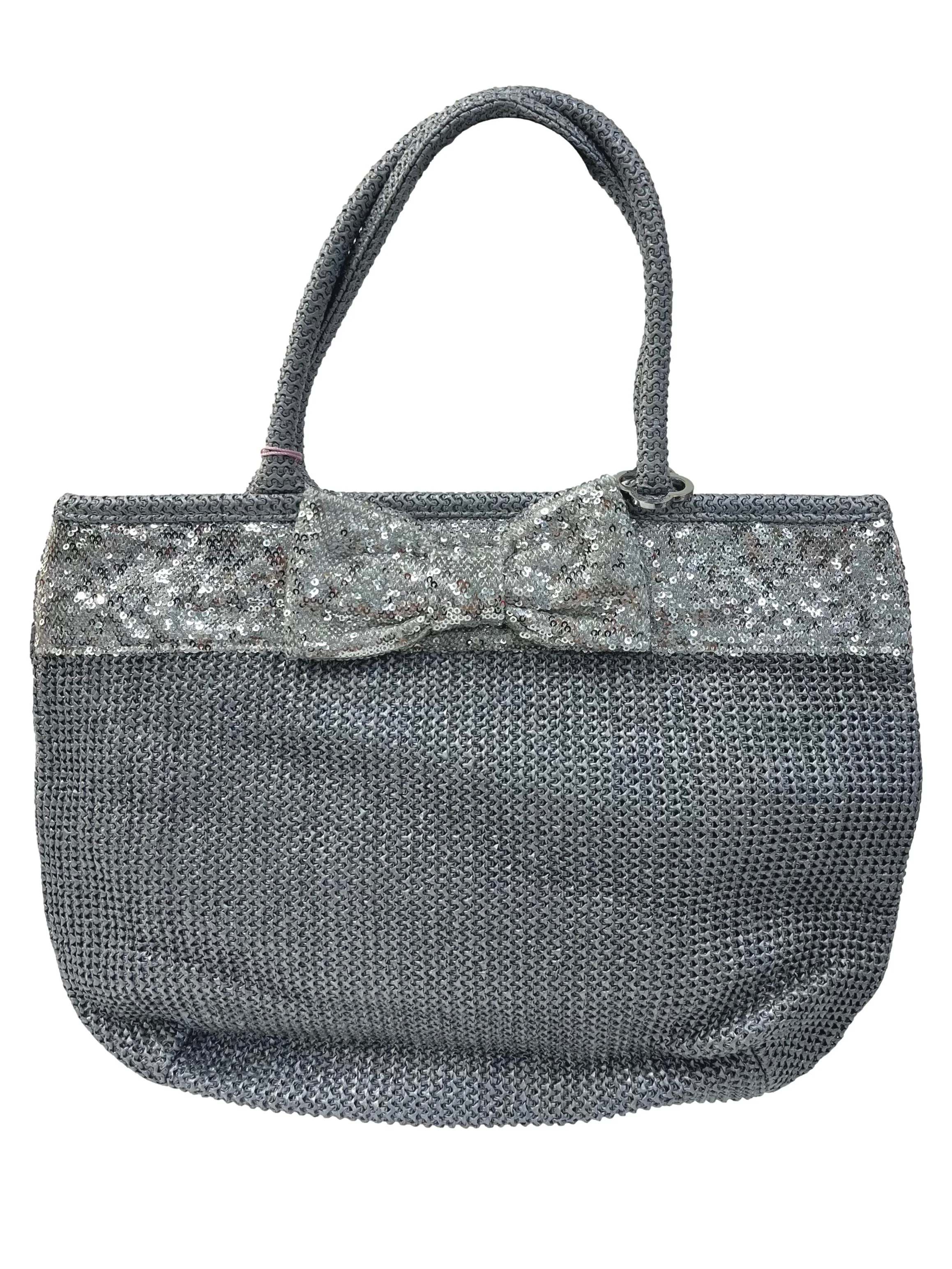 Silver Incanto Raffia Shoulder Bag