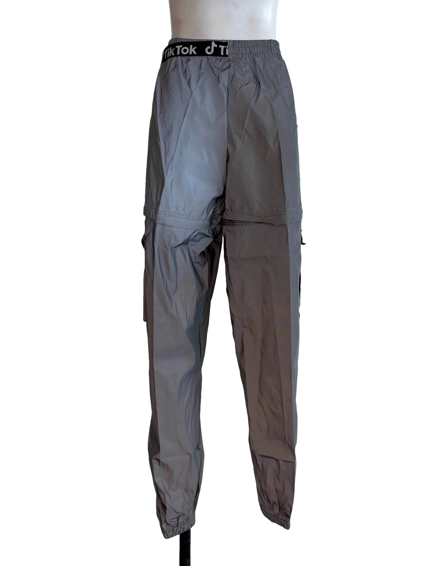 Silver Nylon Tiktok Cargo Pants - Image 2