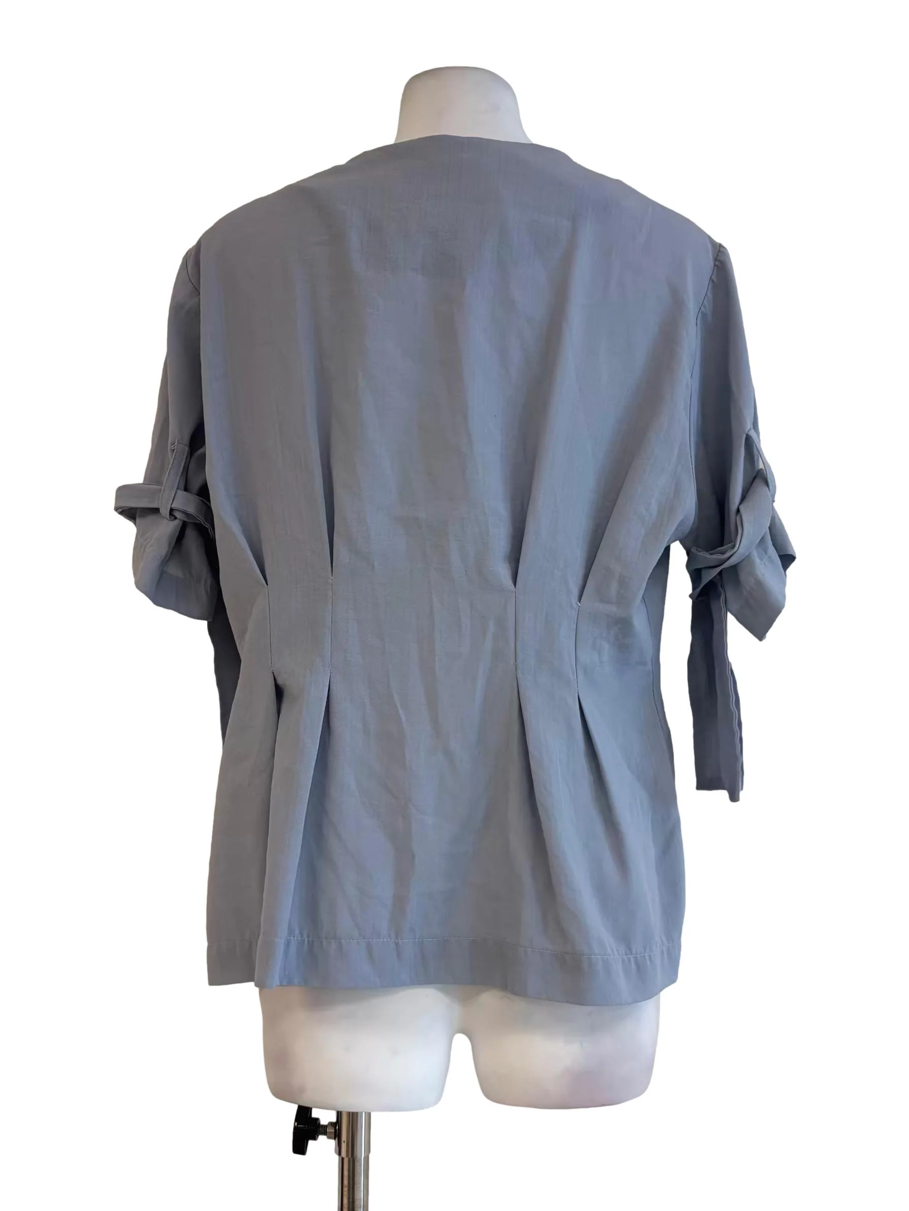 Sky Blue Buttoned Fitted Waist Top - Image 2