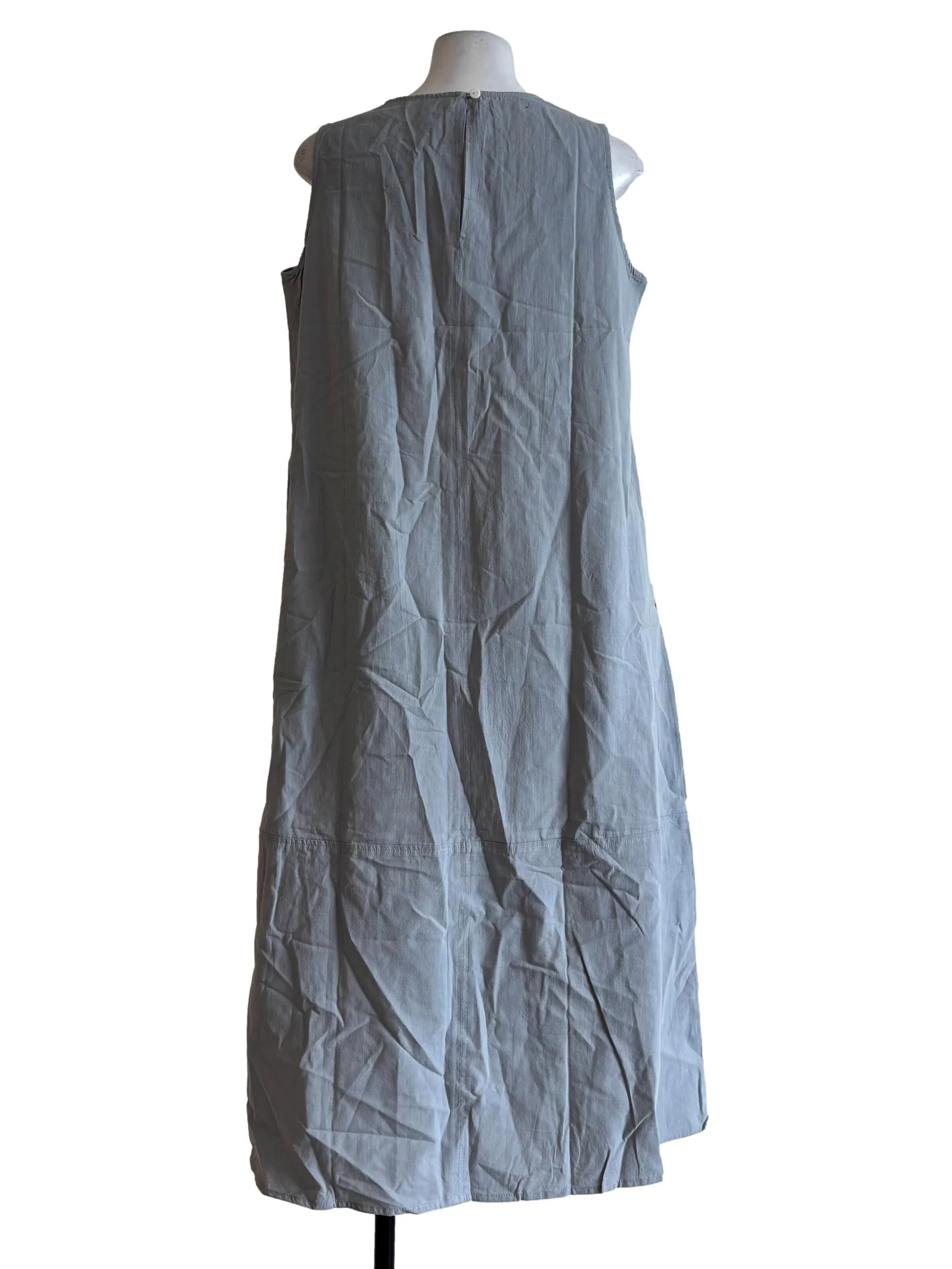Sky Blue Cotton Sleeveless Dress - Image 2