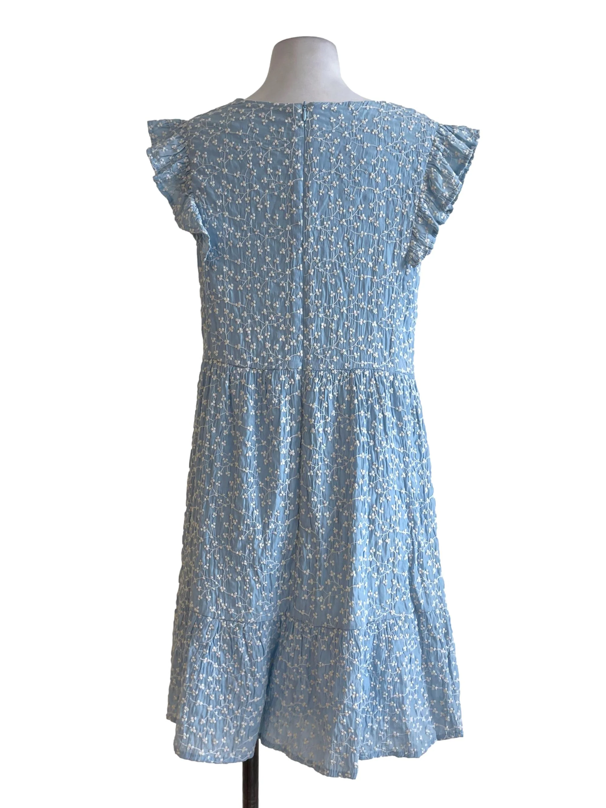 Sky Blue Embroidered Floral Dress - Image 2