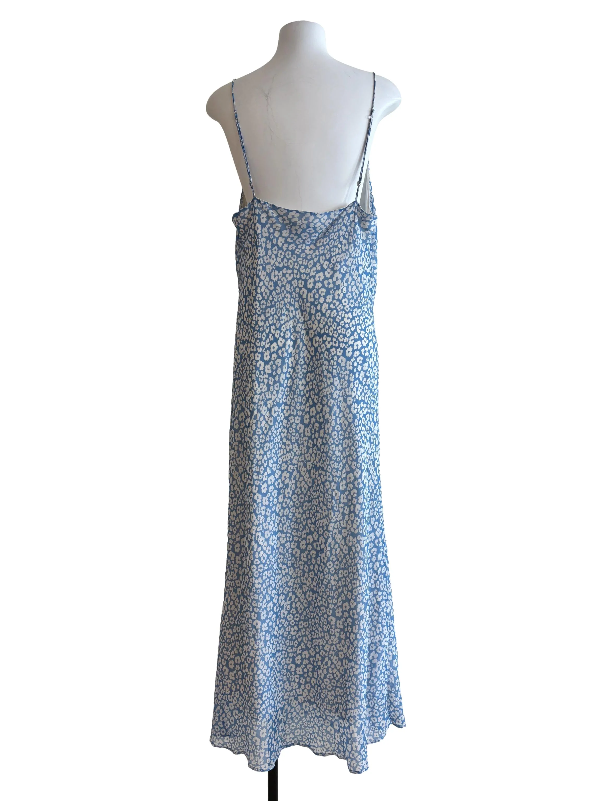 Sky Blue Floral Cowl Slip Dress - Image 2