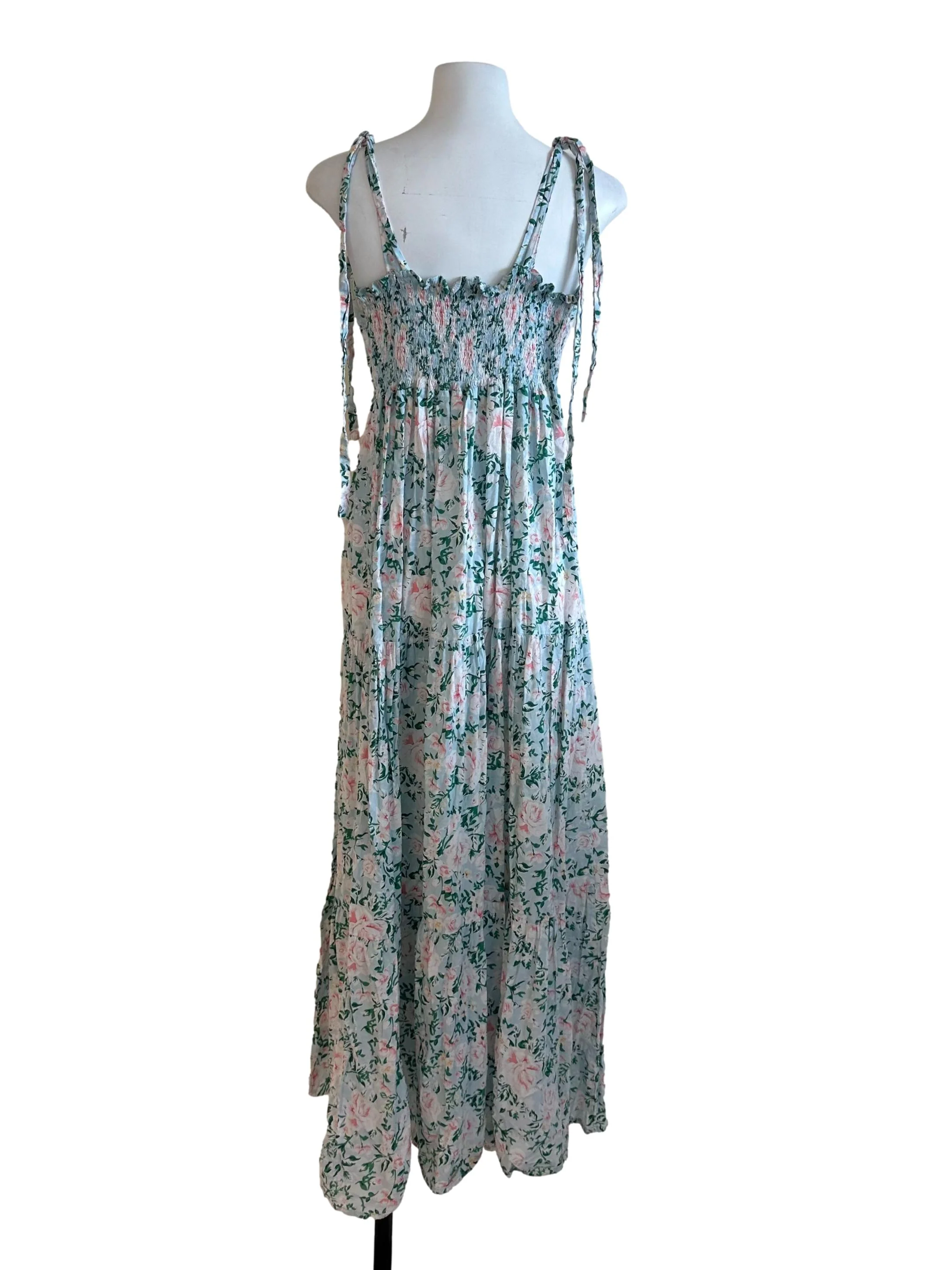 Sky Blue Floral Tiered Dress - Image 2