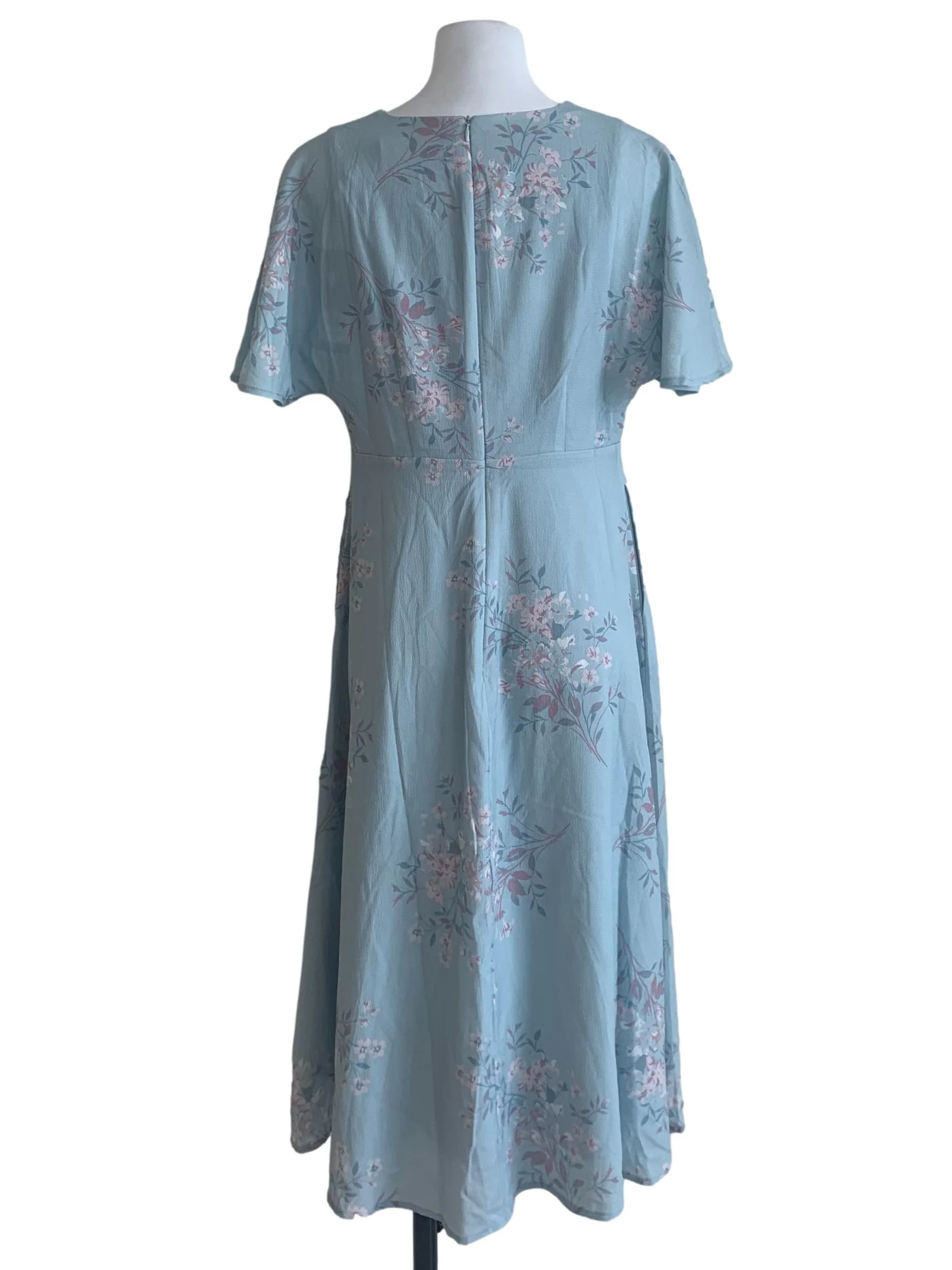 Sky Blue Flower Pattern Dress - Image 2
