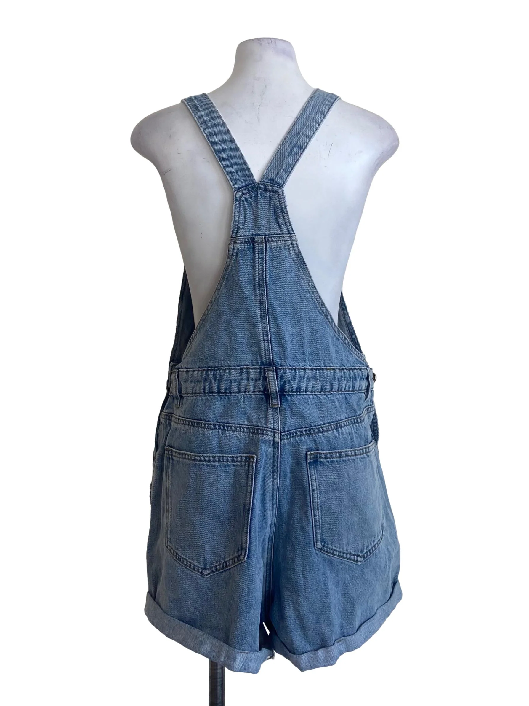 Sky Blue Herringbone Jeans Romper - Image 2