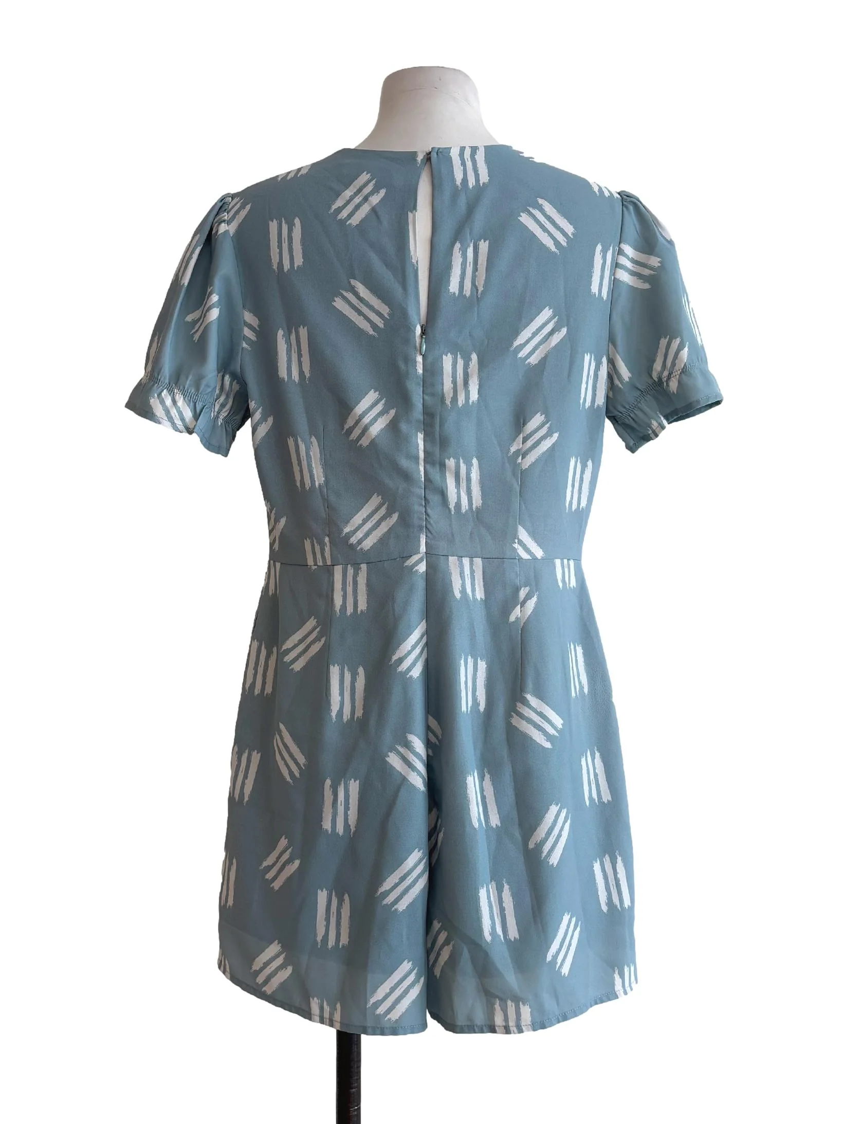 Sky Blue Patterned Short Sleeve Rompers LB - Image 2