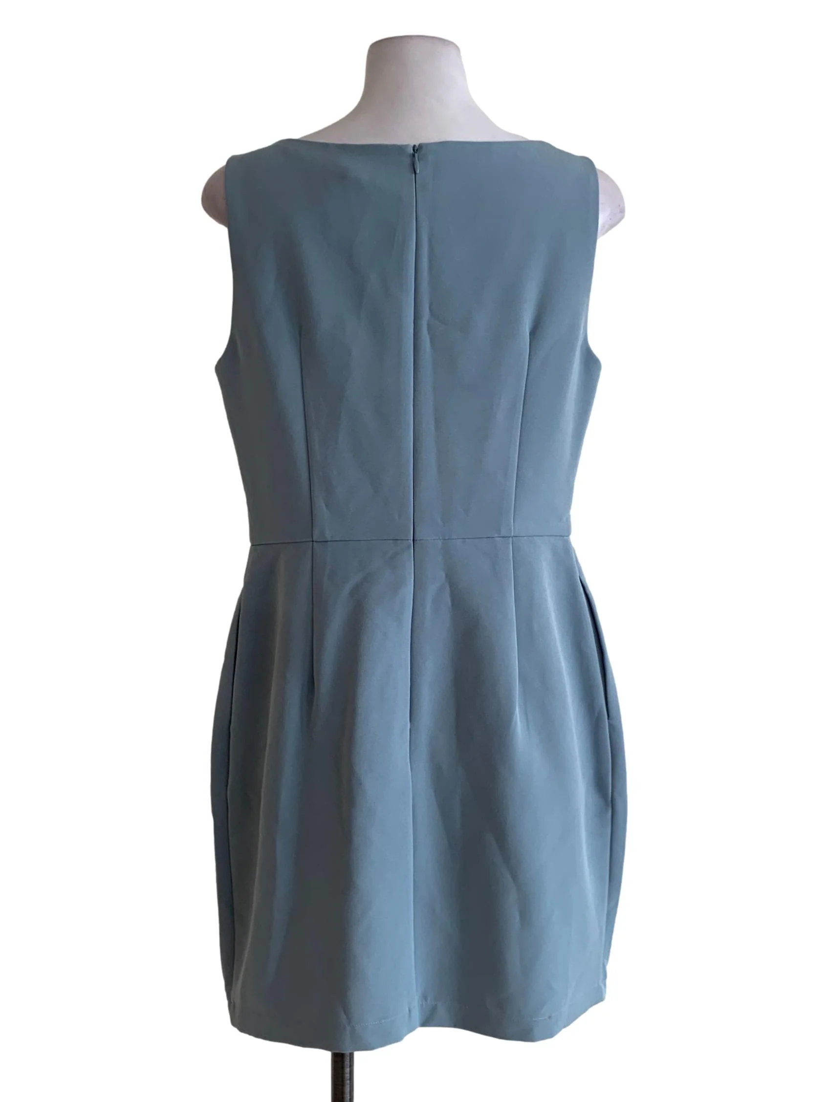 Sky Blue Plain A-Line Dress - Image 2