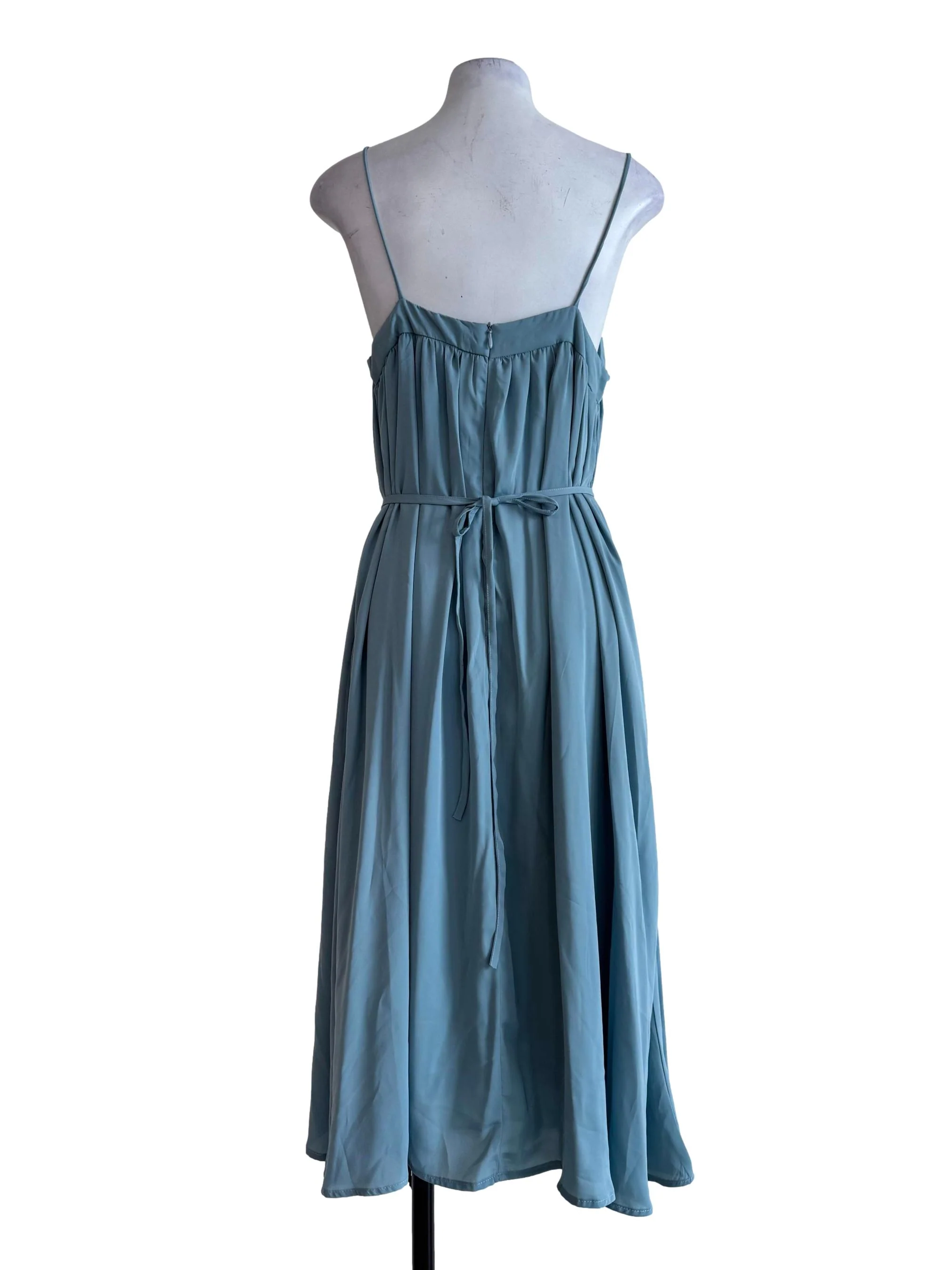 Sky Blue Spaghetti Strap A-Line Dress - Image 2
