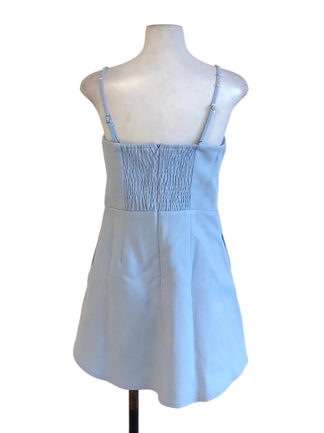 Sky Blue Sweetheart Spaghetti Strap Padded A-Line Dress - Image 2