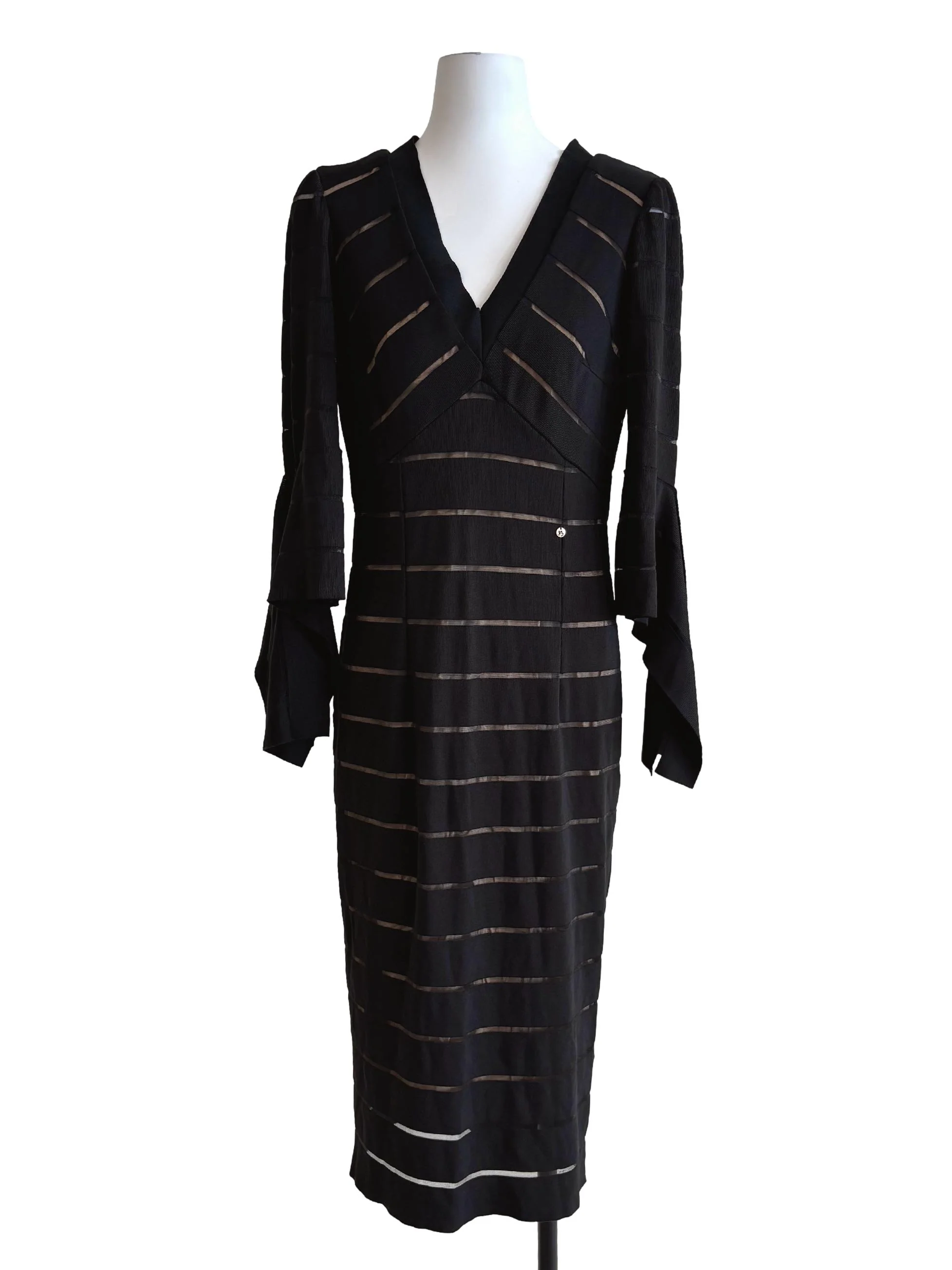 Slate Black Flare Sleeve Pencil Dress