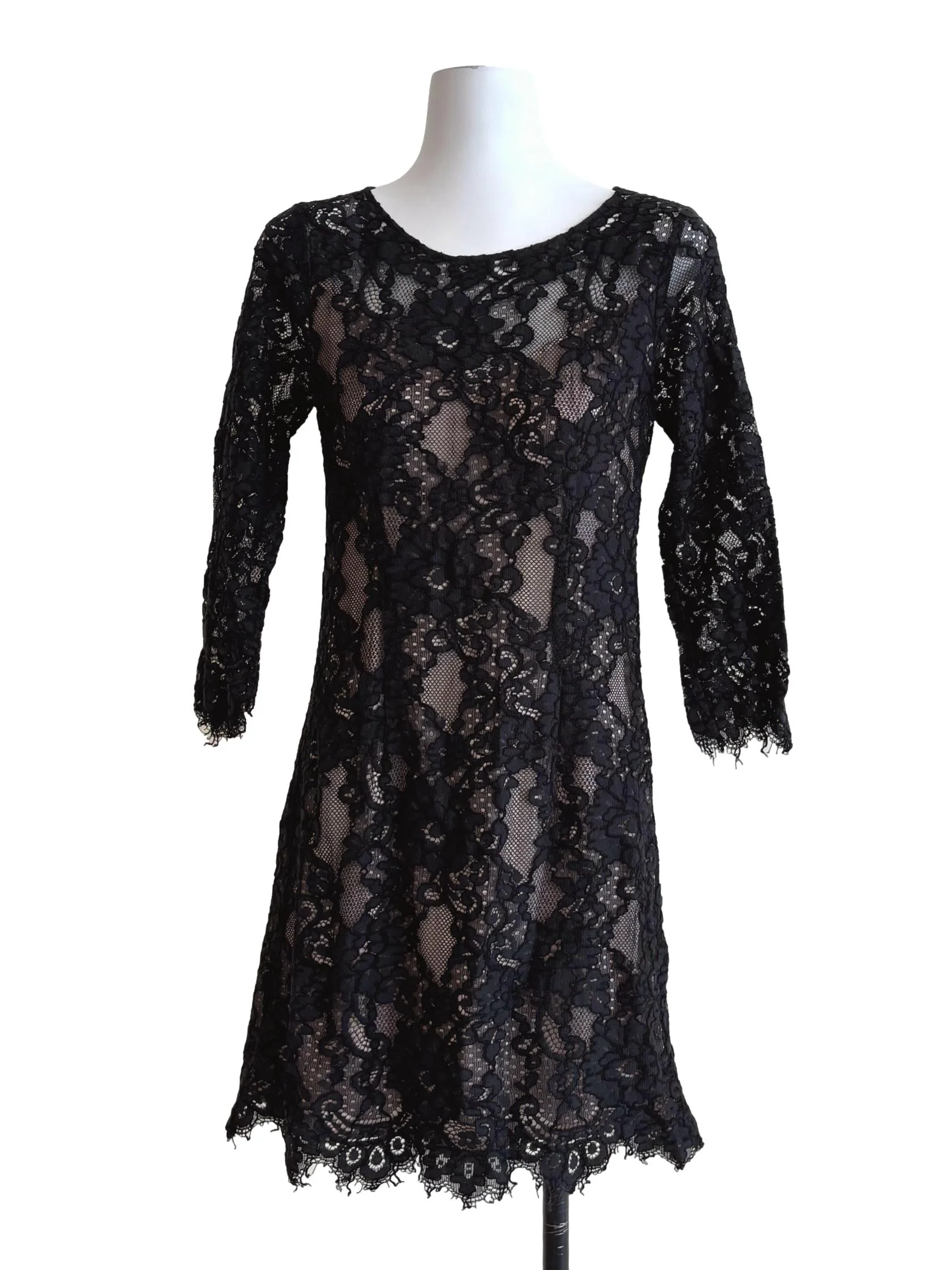 Slate Black Long Sleeve Lace Dress