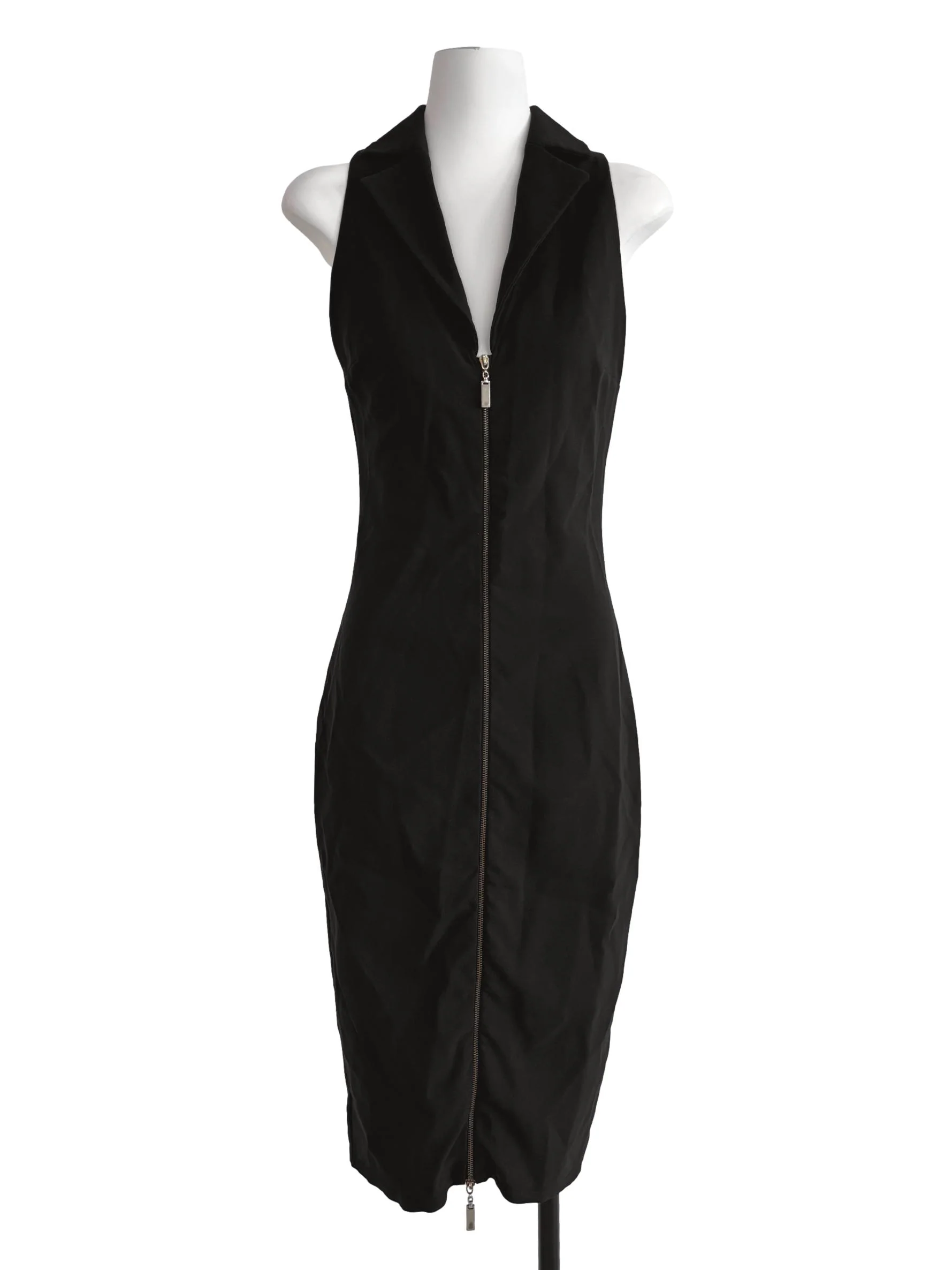 Slate Black Zip Up Bodycon Dress