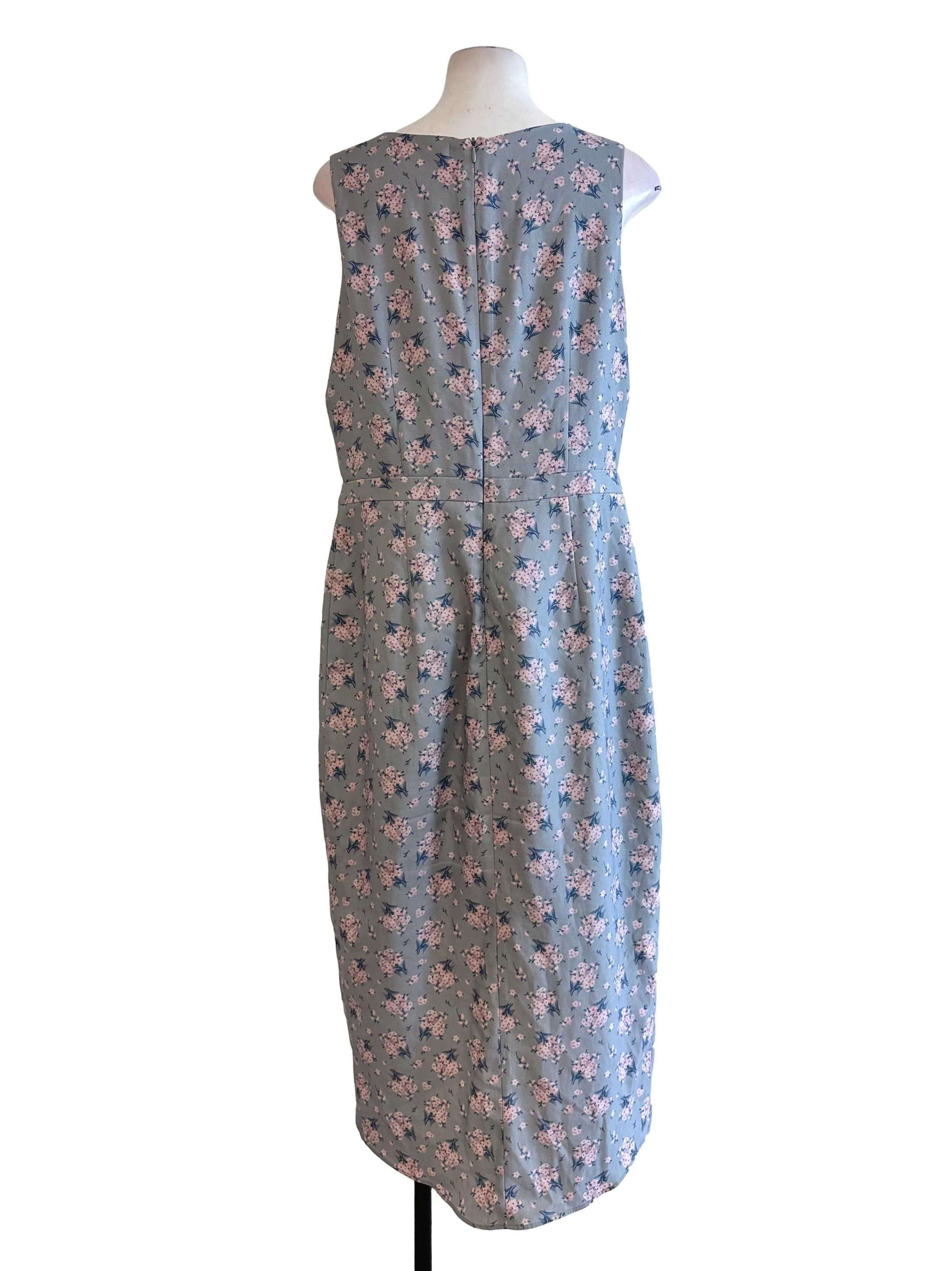 Slate Blue Flower Pattern Dress - Image 2