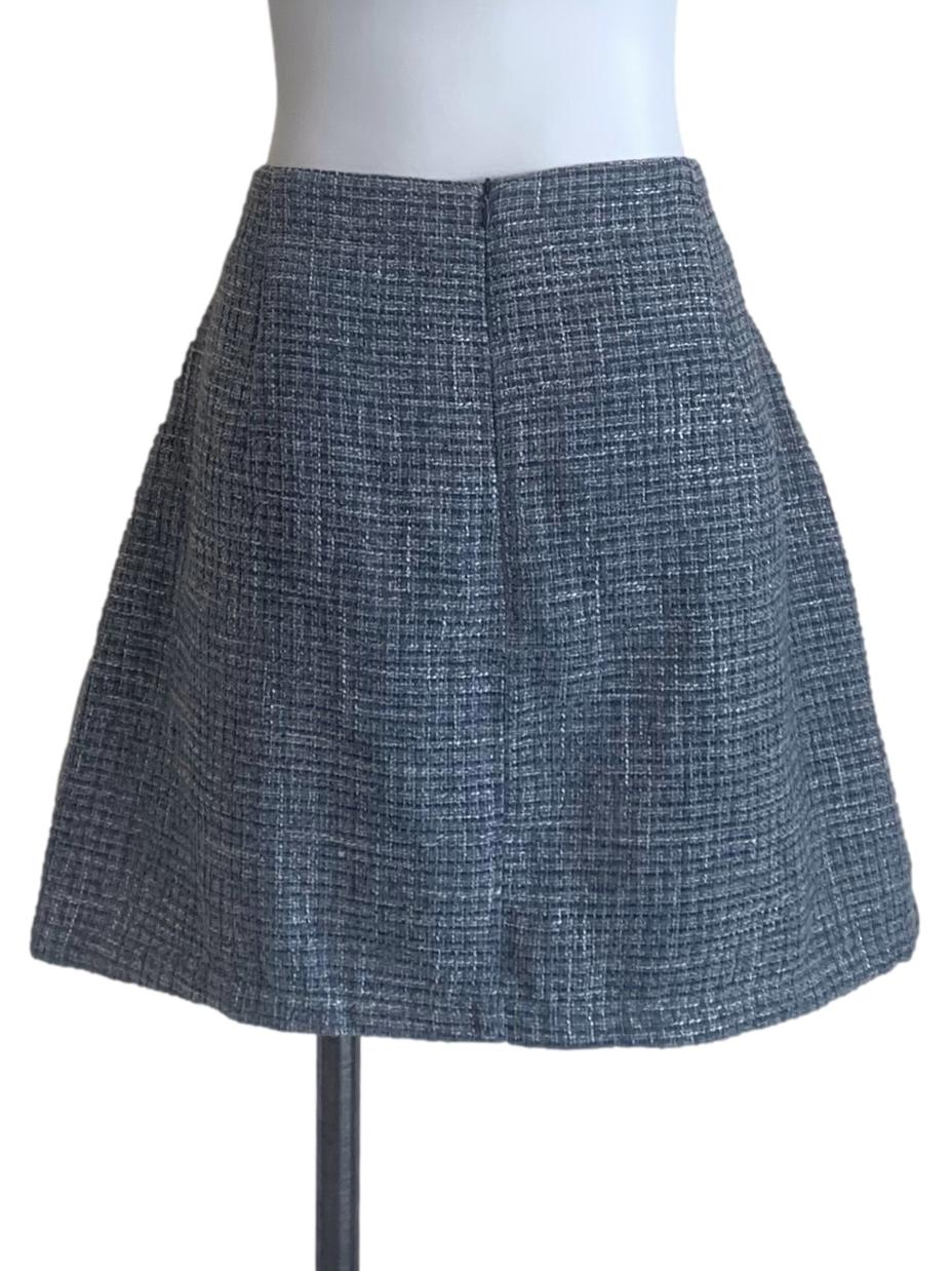 Slate Blue Tweed Skirt - Image 2
