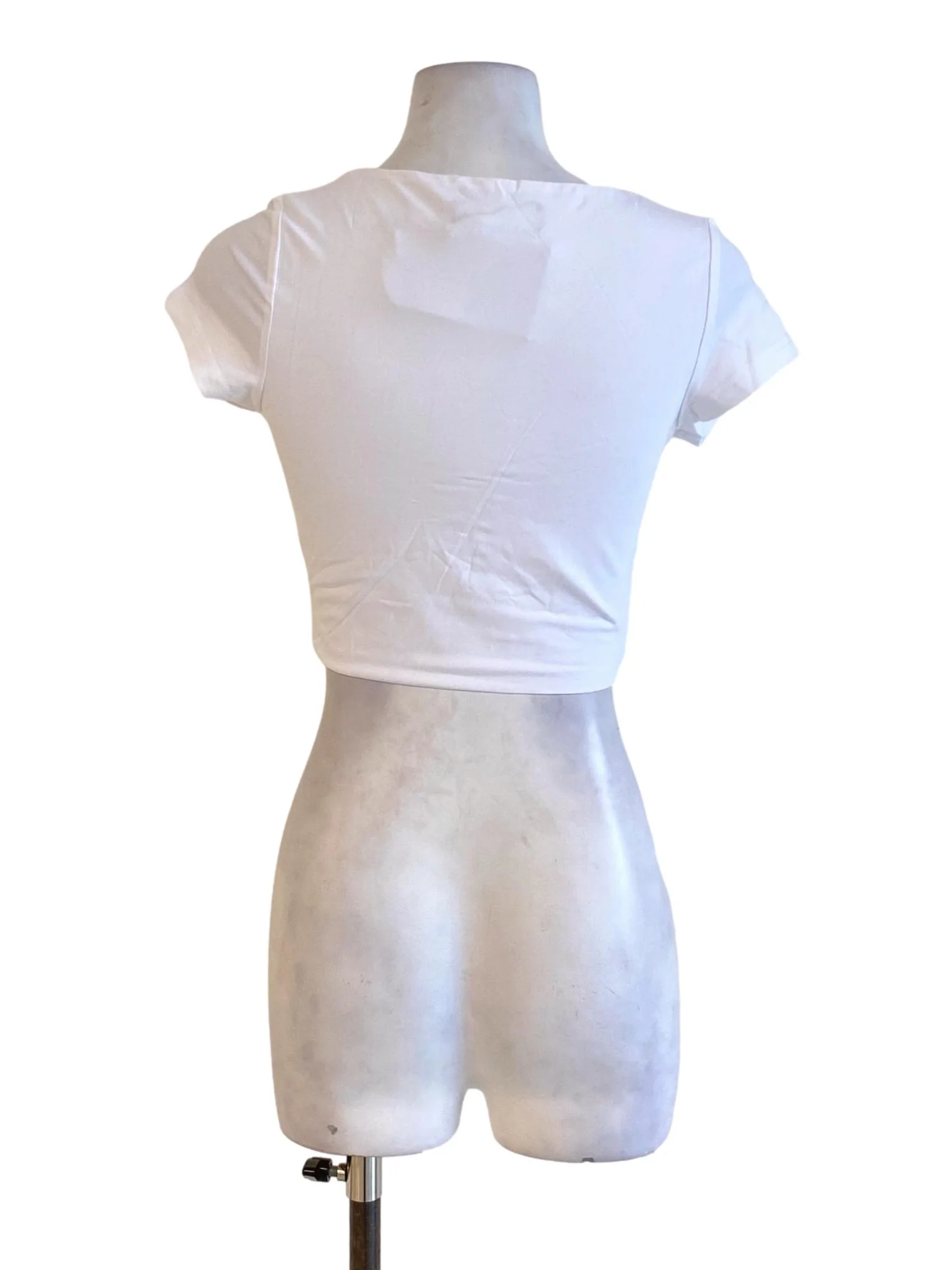 Snow White Square Neck Short Sleeve Cropped Top - Image 2