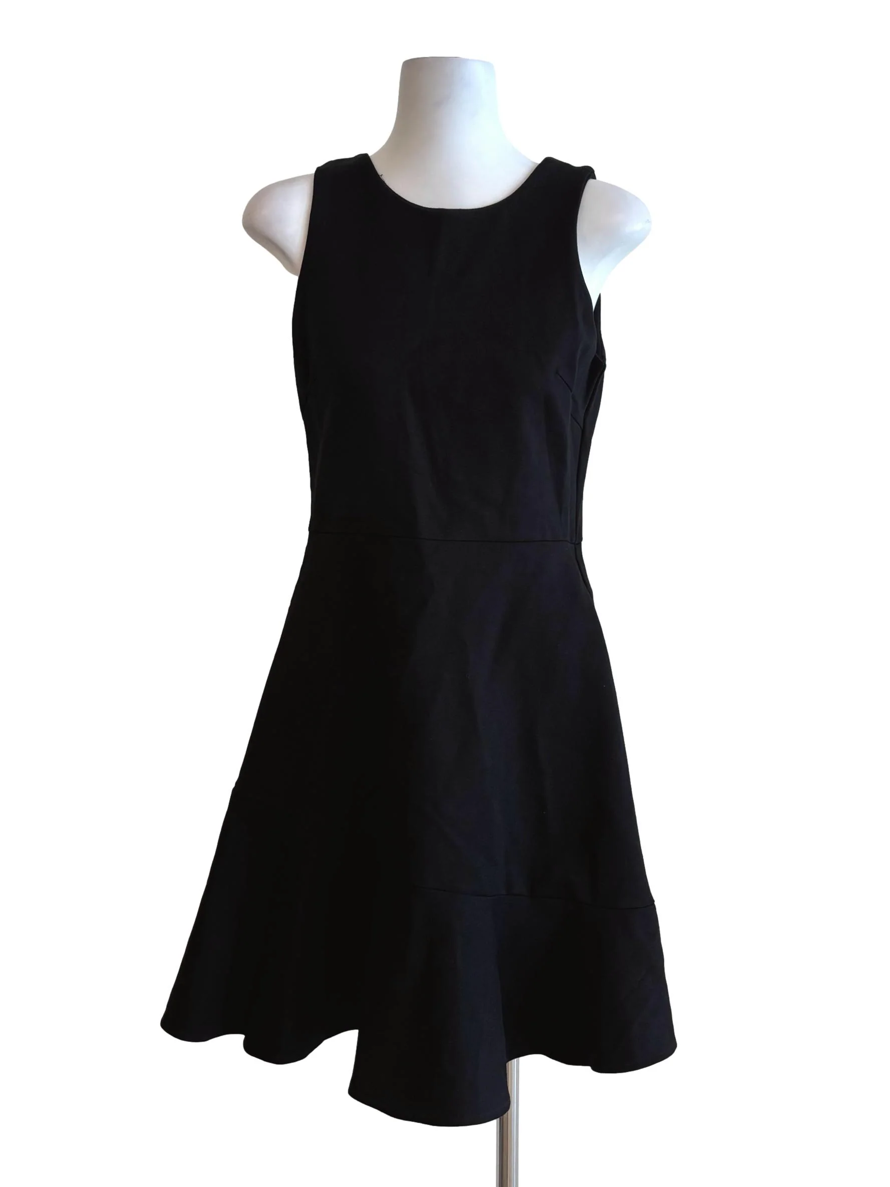 Soft Black Cotton Sleeveless A-Line Dress