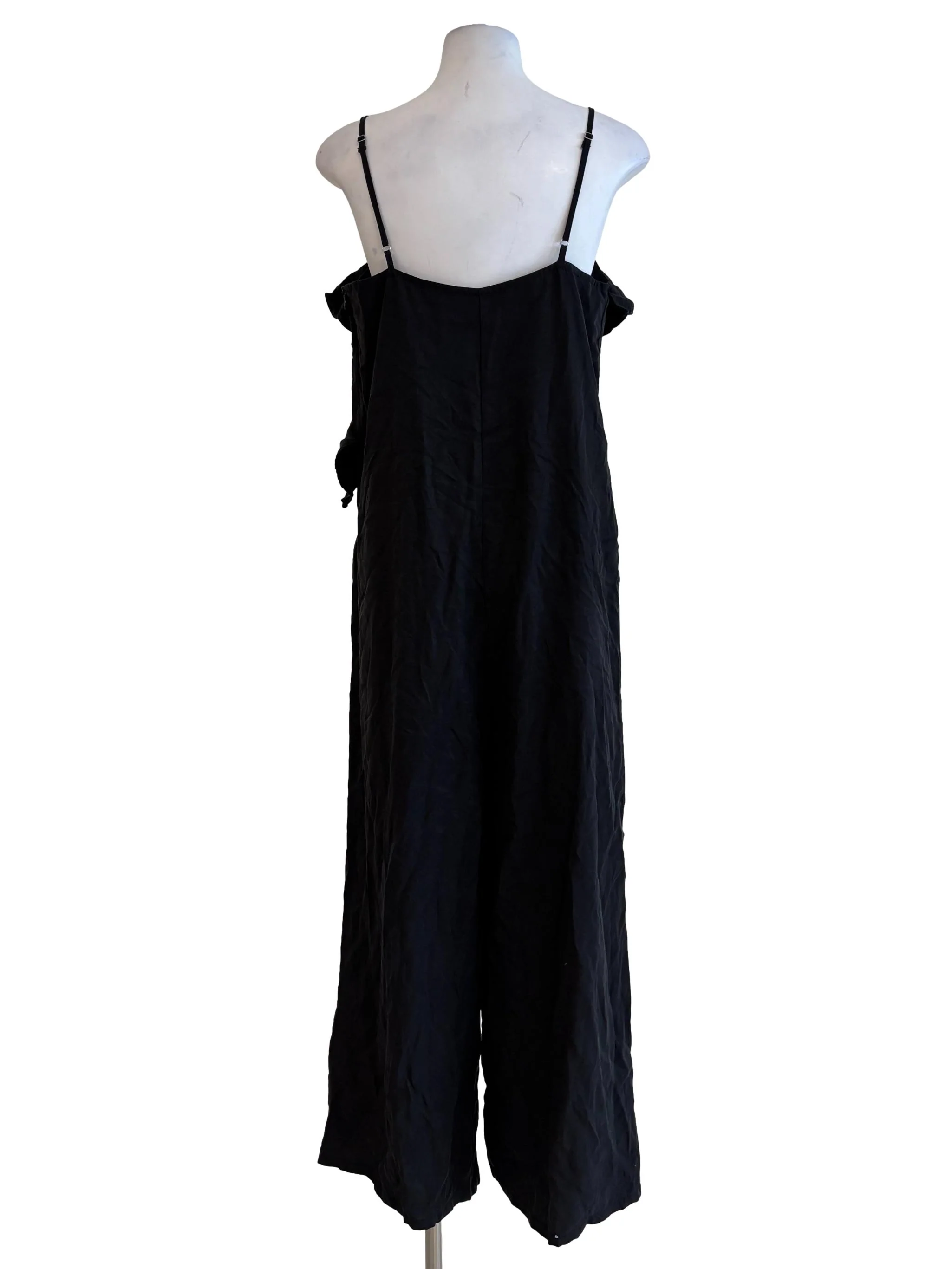 Soft Black Cotton Spaghetti Strap Jumpsuit - Image 2