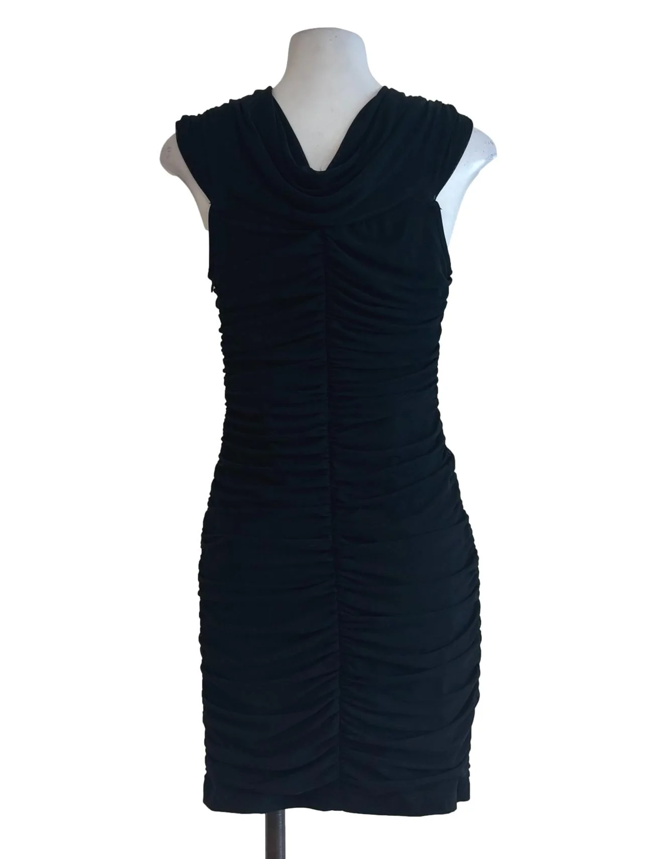 Soft Black Cowl Bodycon Dress - Image 2