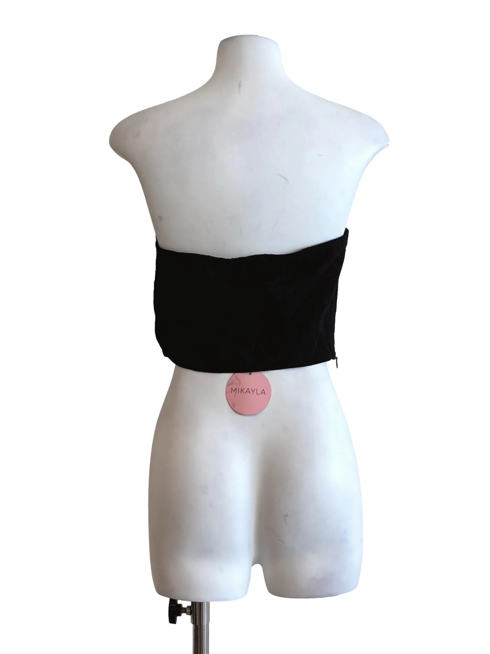 Soft Black Embroidered Strapless Top - Image 2