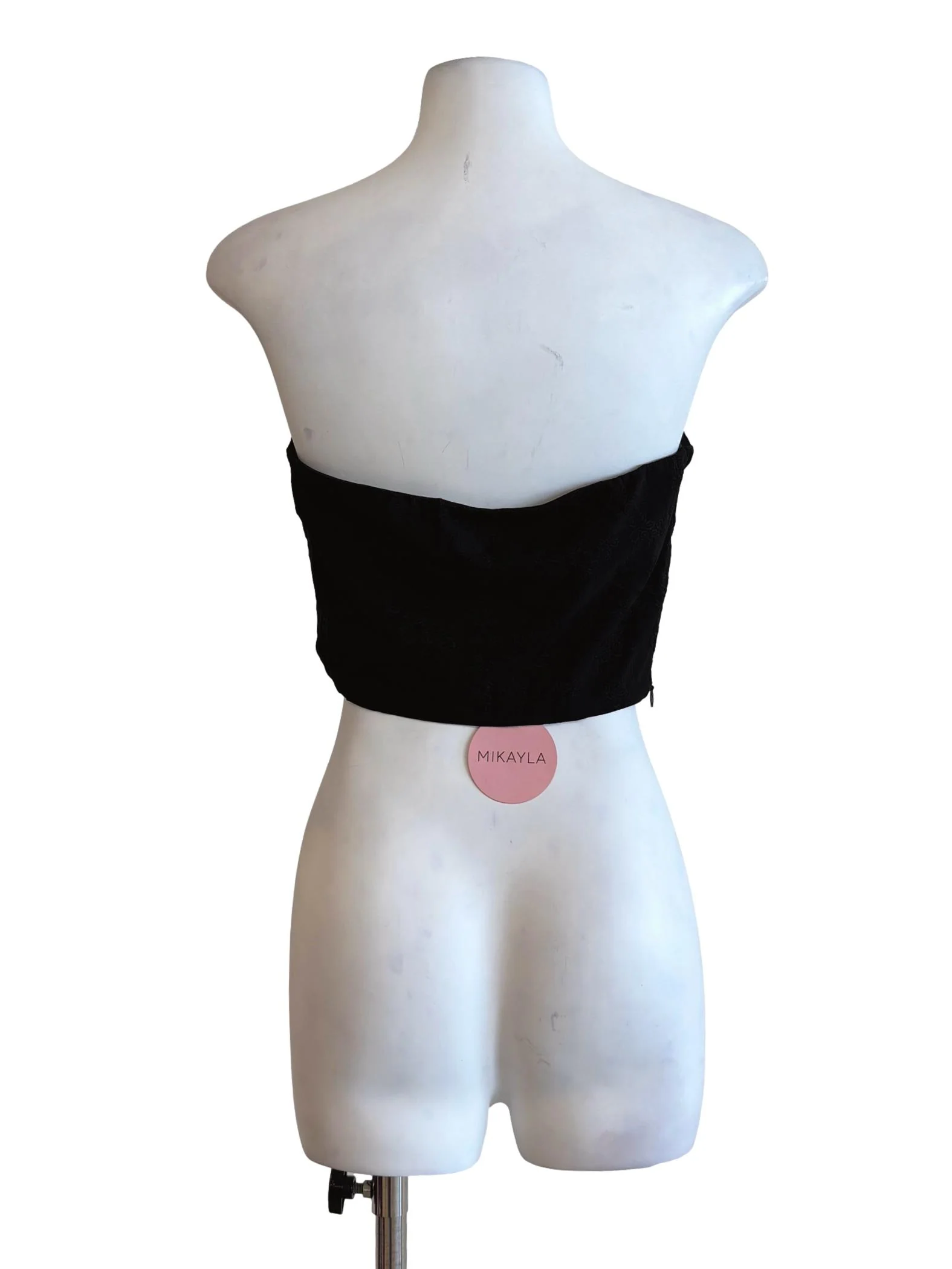Soft Black Embroidered Strapless Top - Image 2