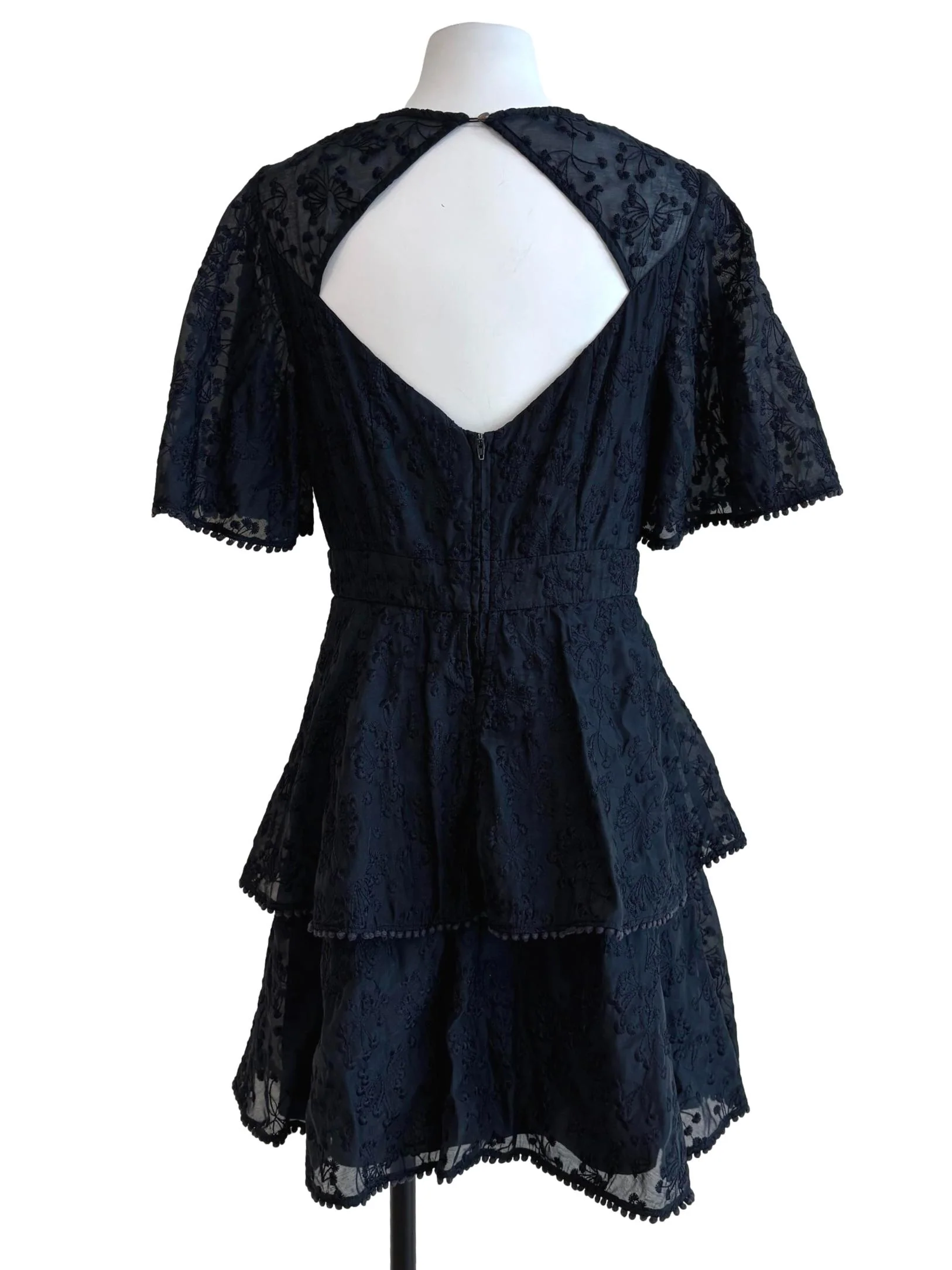 Soft Black Embroidered Tier Dress - Image 2