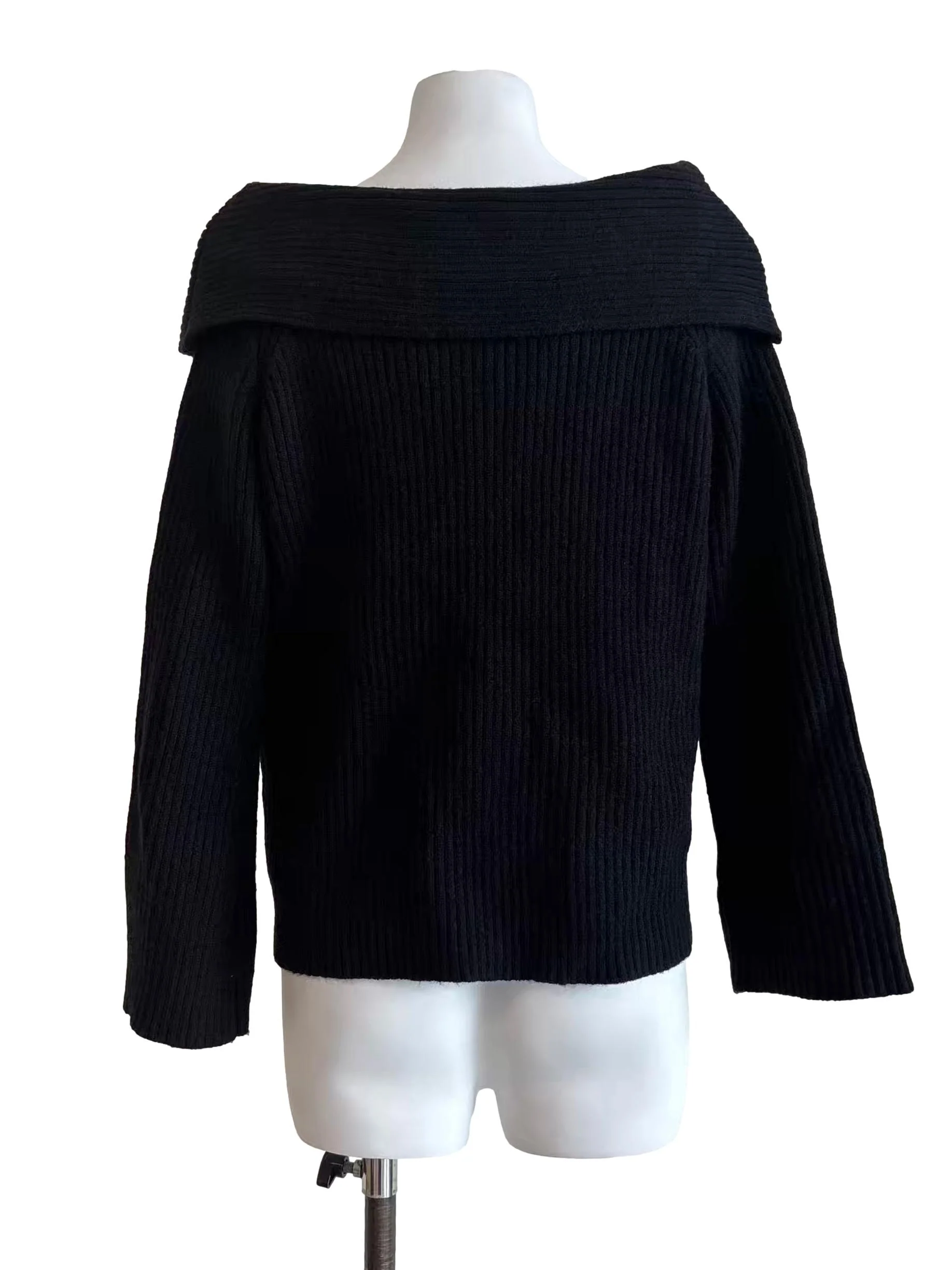 Soft Black Long Sleeve Knit Top - Image 2