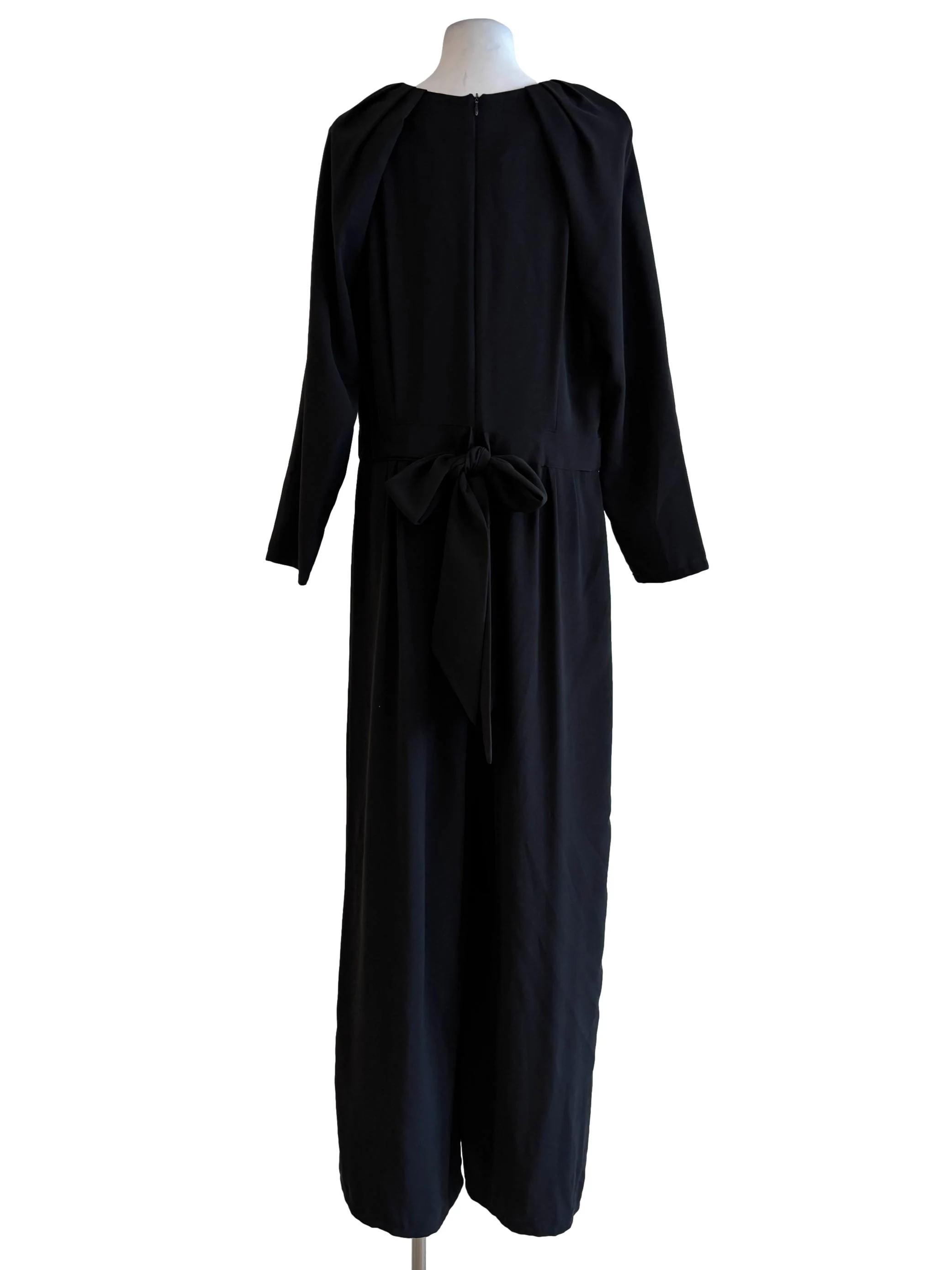 Soft Black Long Sleeve Plain Jumpsuit - Image 2