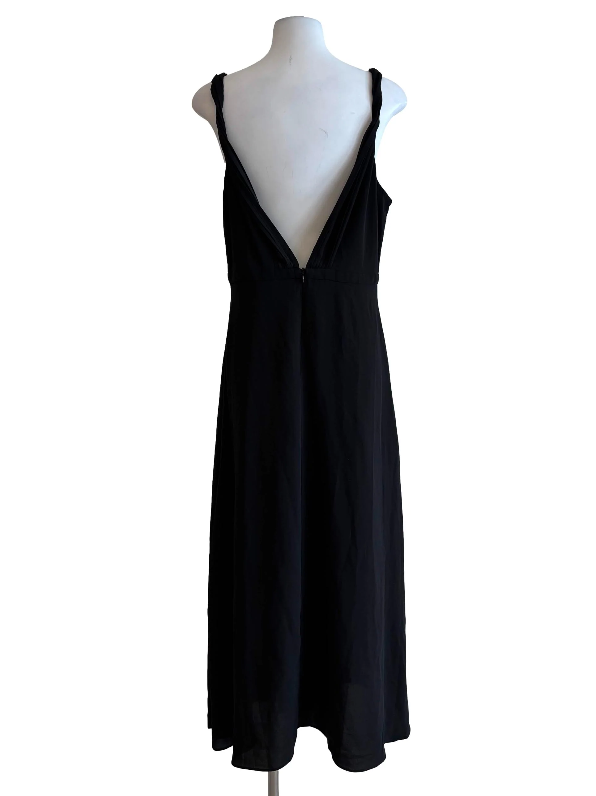 Soft Black Plunged Twist Strap Dress - Image 2