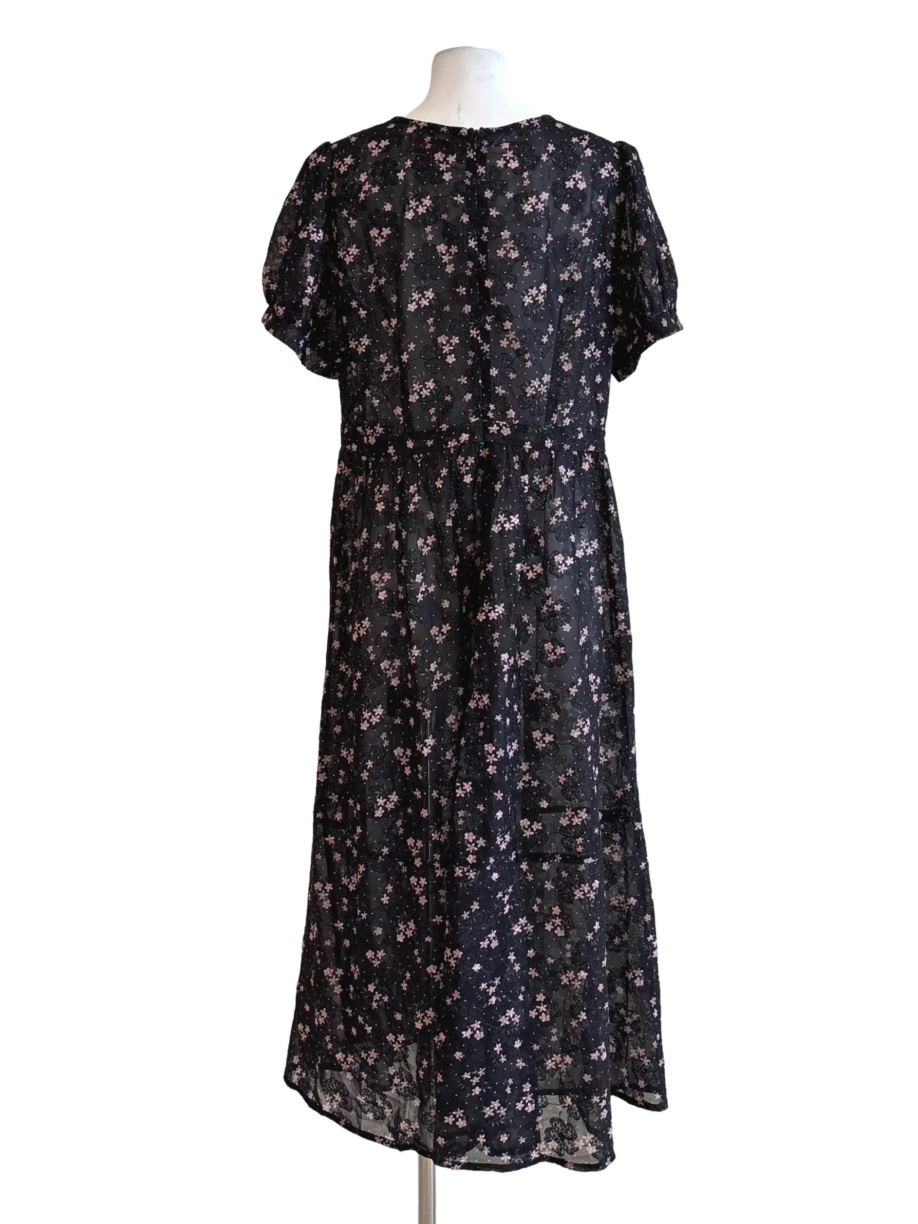 Soft Black Sheer Floral Dress - Image 2