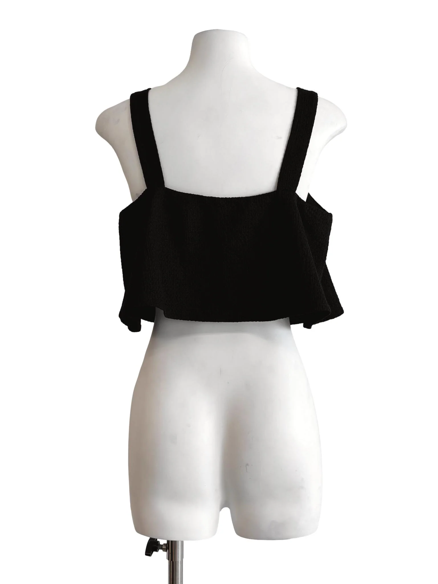 Soft Black Square Neck Textured Camisole - Image 2