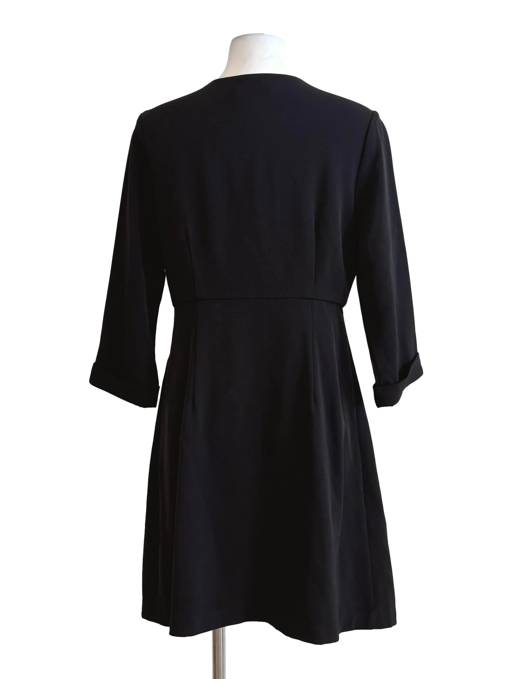 Soft Black Surplice Long Sleeve Dress - Image 2