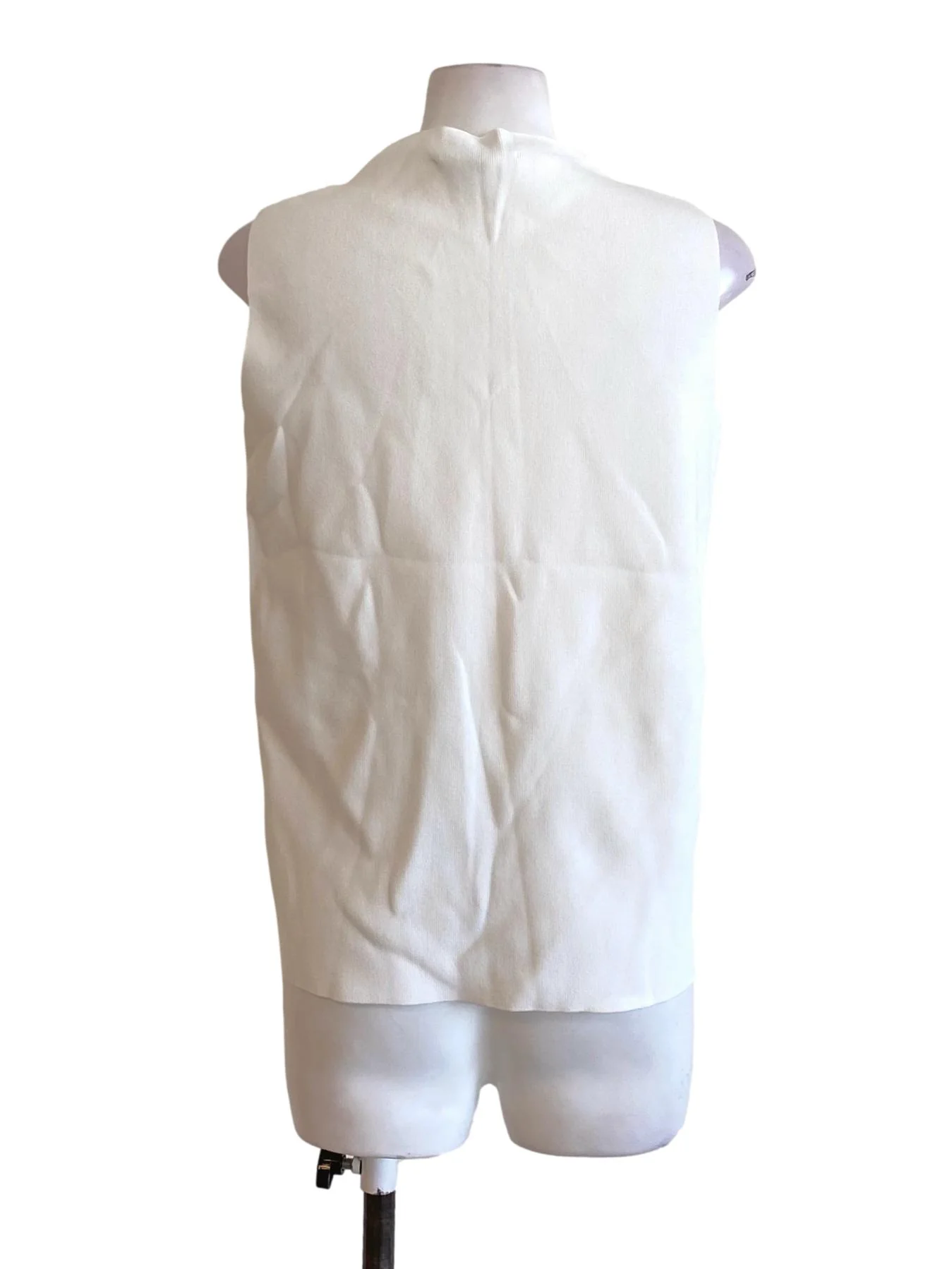 Soft White High Neck Sleeveless Knitted Top LB - Image 2