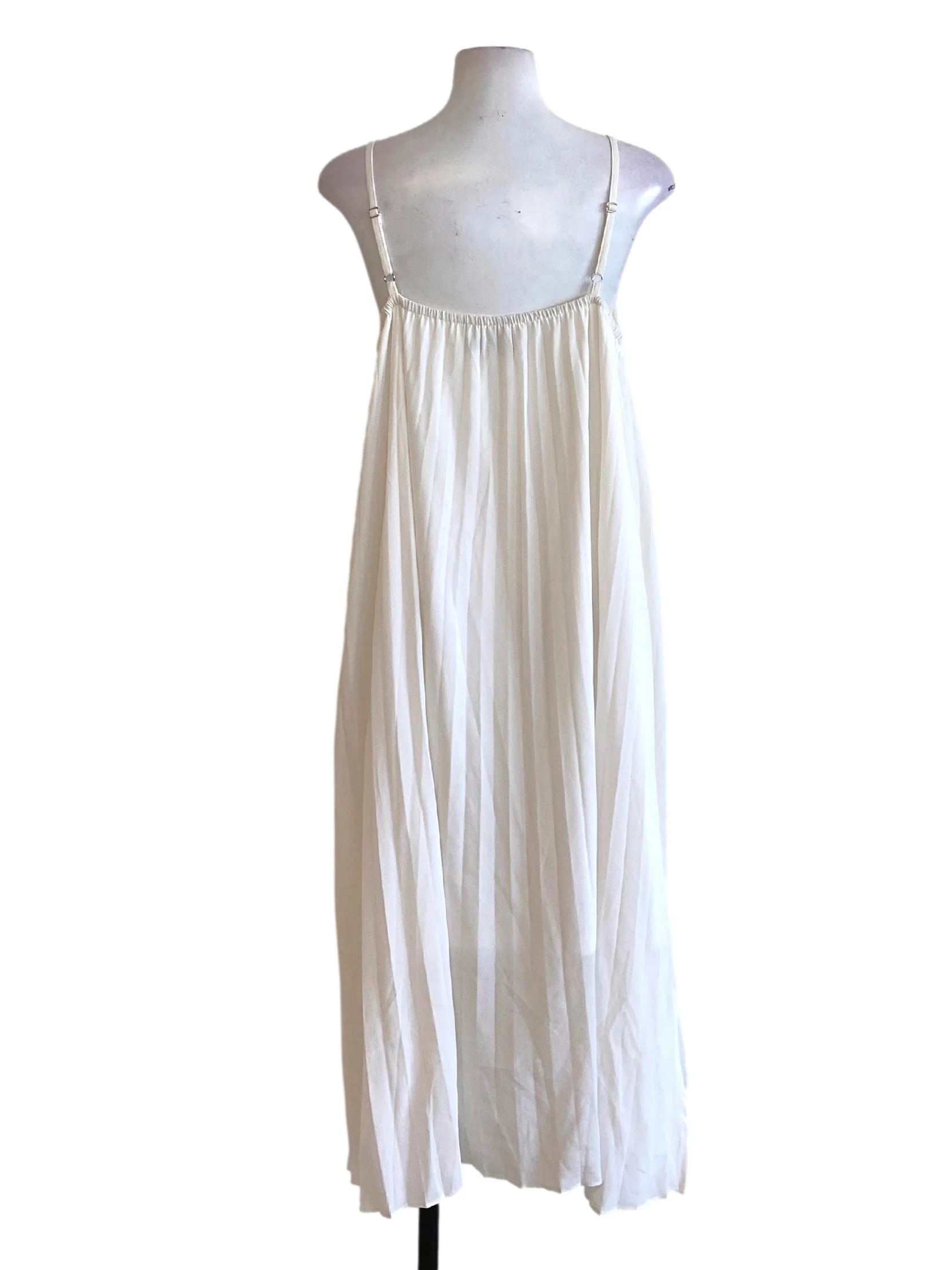Soft White Pleated Spaghetti Strap Slip Dress TCL - Image 2