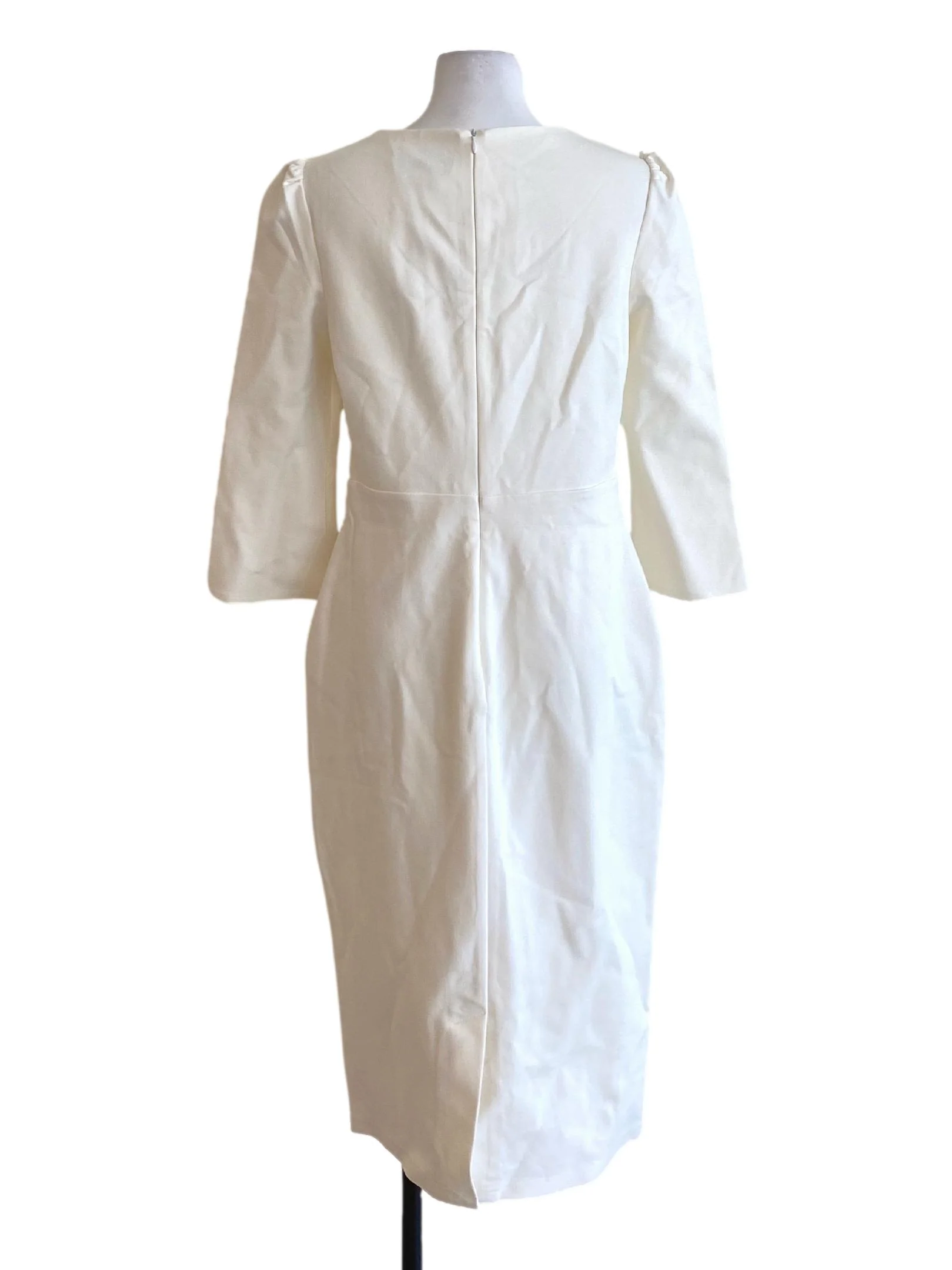 Soft White Round Neck Sheath Shirt Dress - Image 2