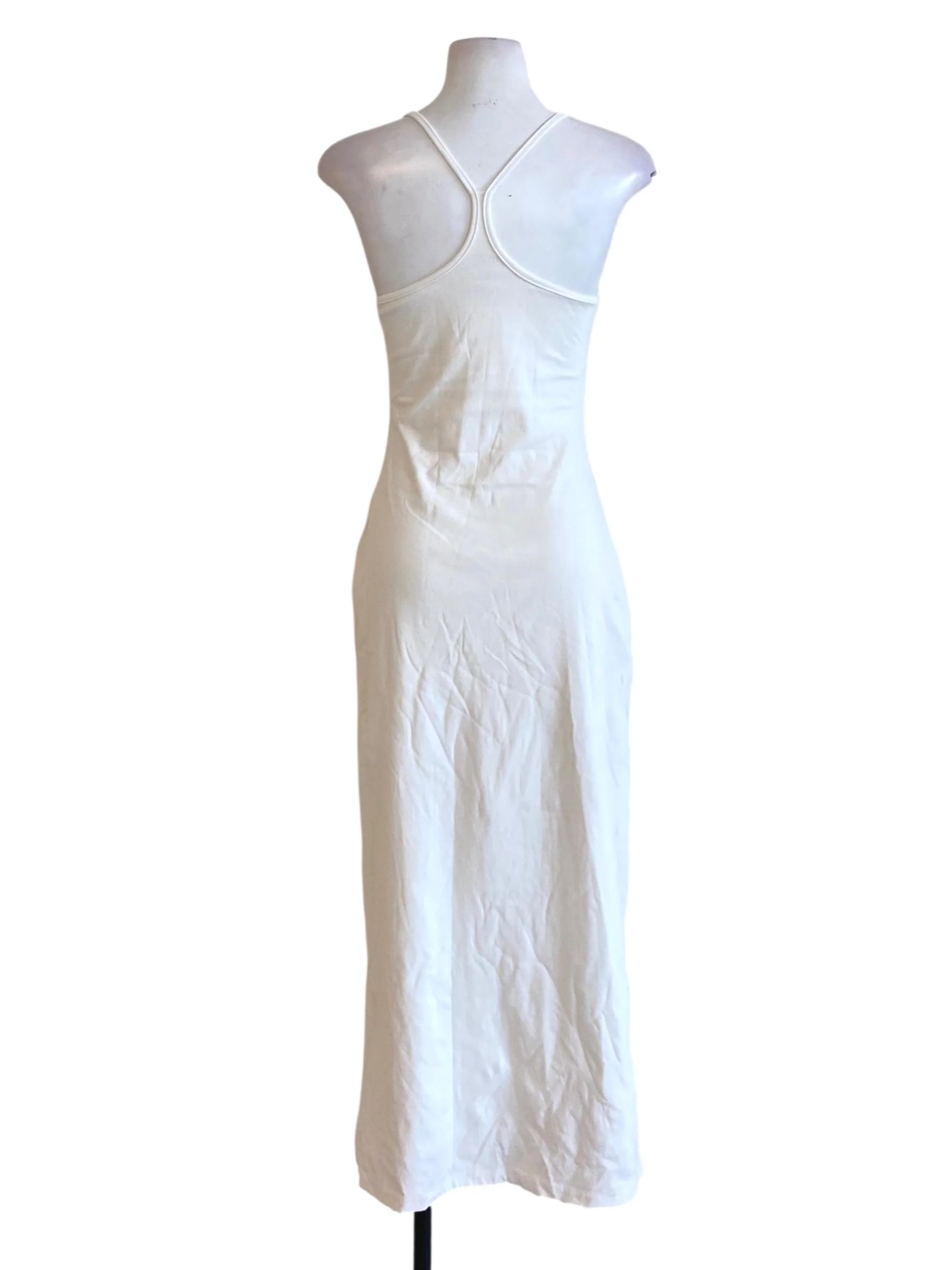 Soft White Square Neck Spaghetti Strap Stretchy Bodycon Dress - Image 2