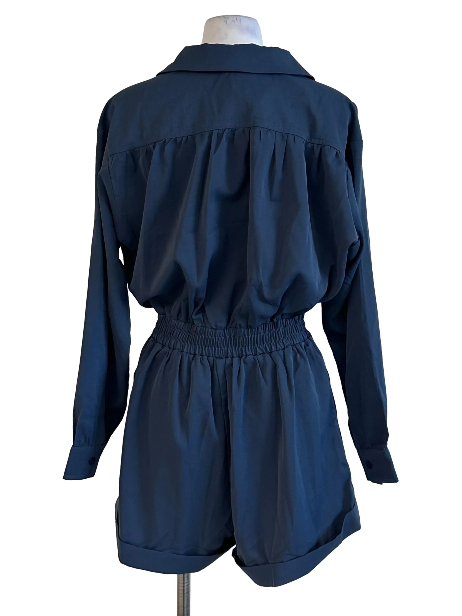 Spruce Blue Collar V Neck Rompers - Image 2