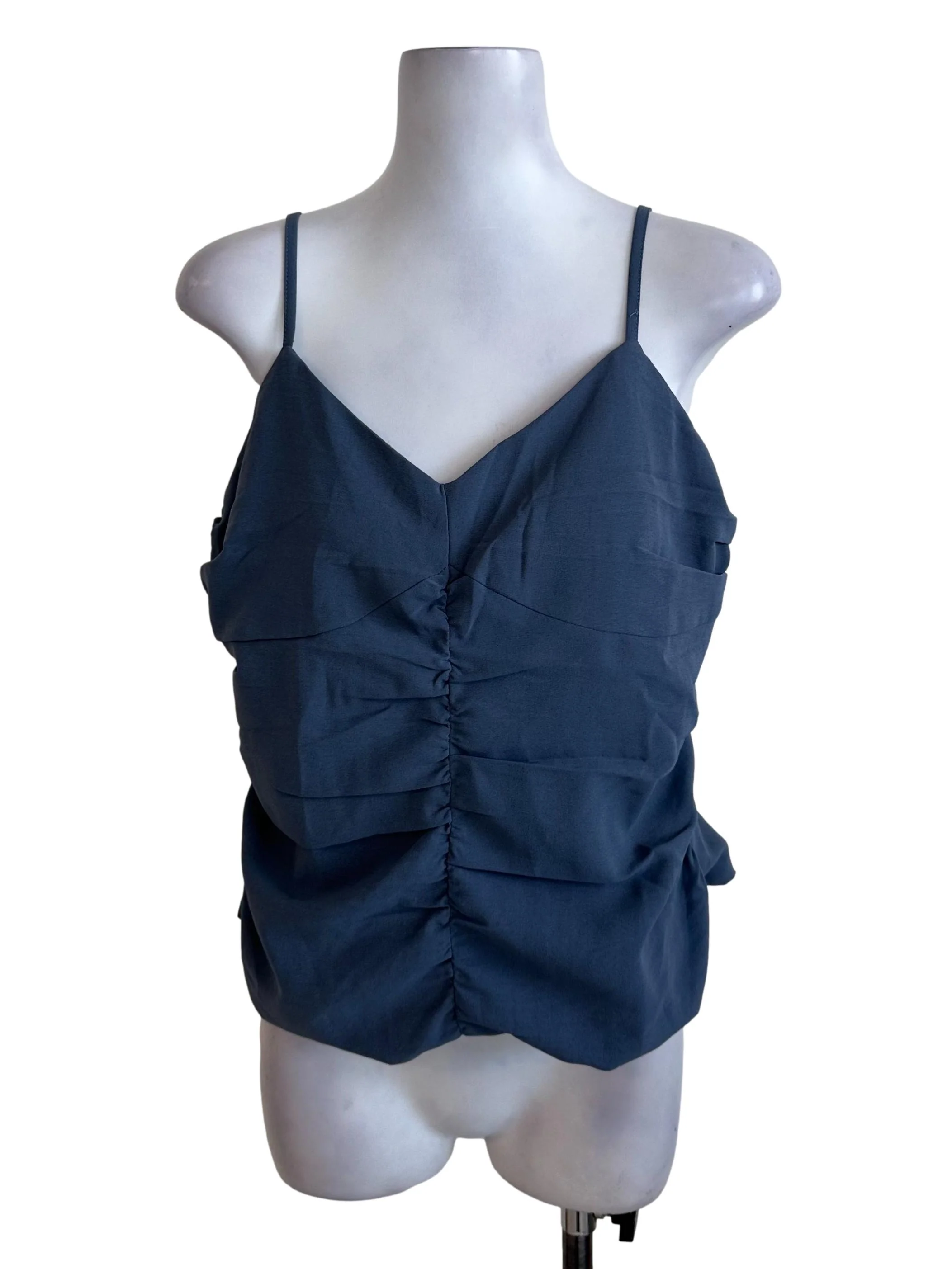 Spruce Blue Ruched V Neck Top