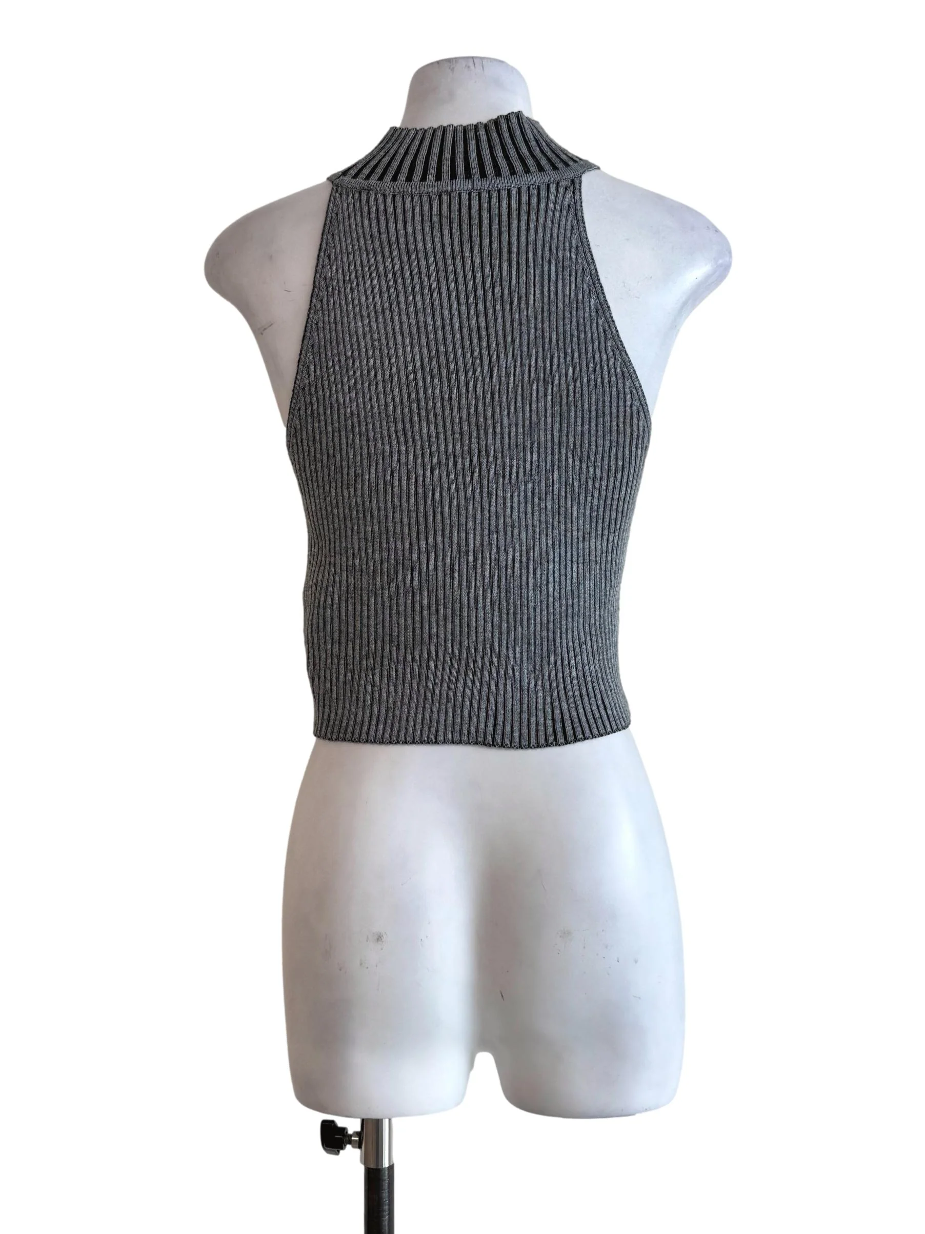 Steel Grey Knitted Sleeveless Top - Image 2