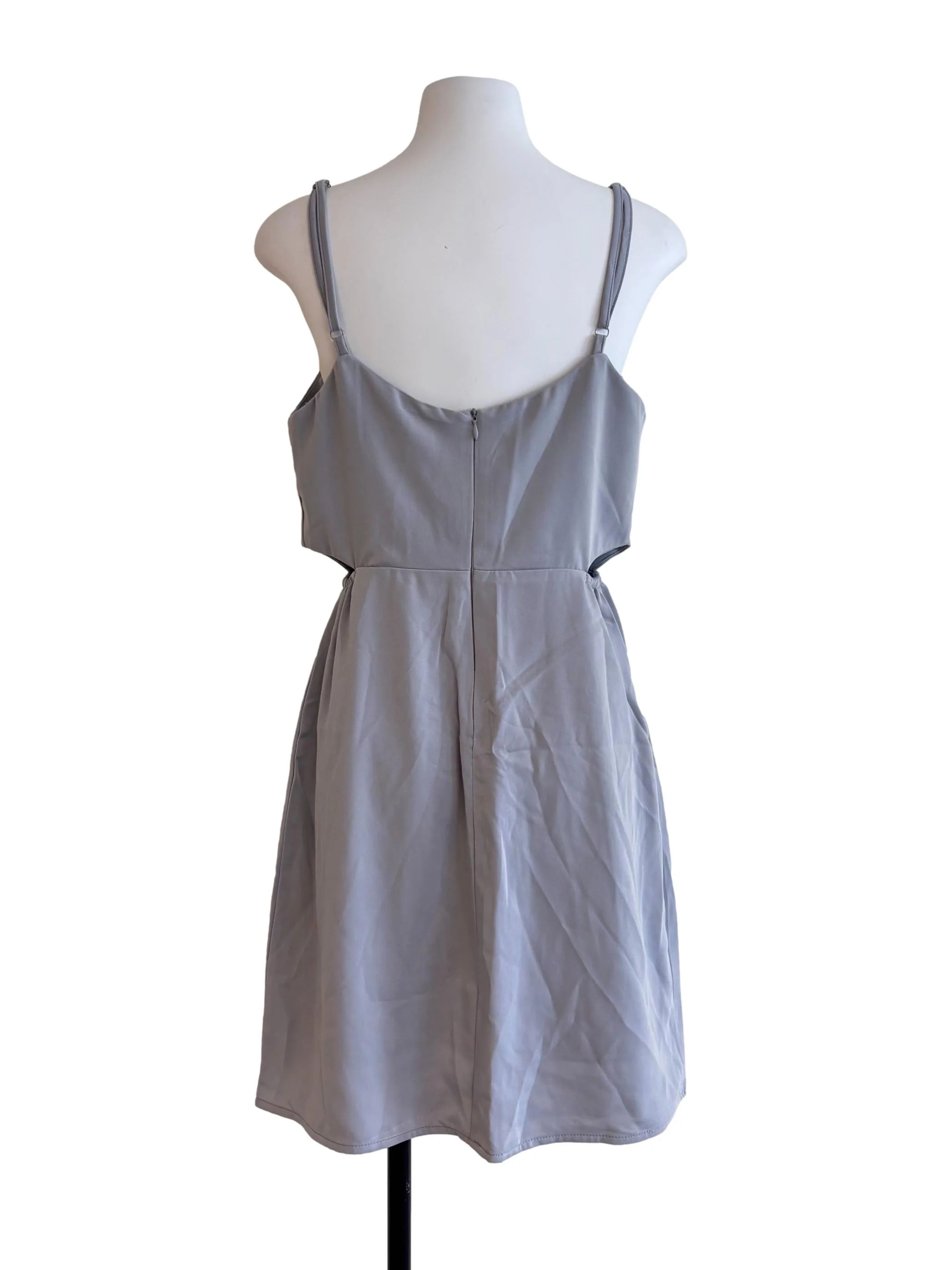 Stone Blue Cutout Waist Mini Dress - Image 2