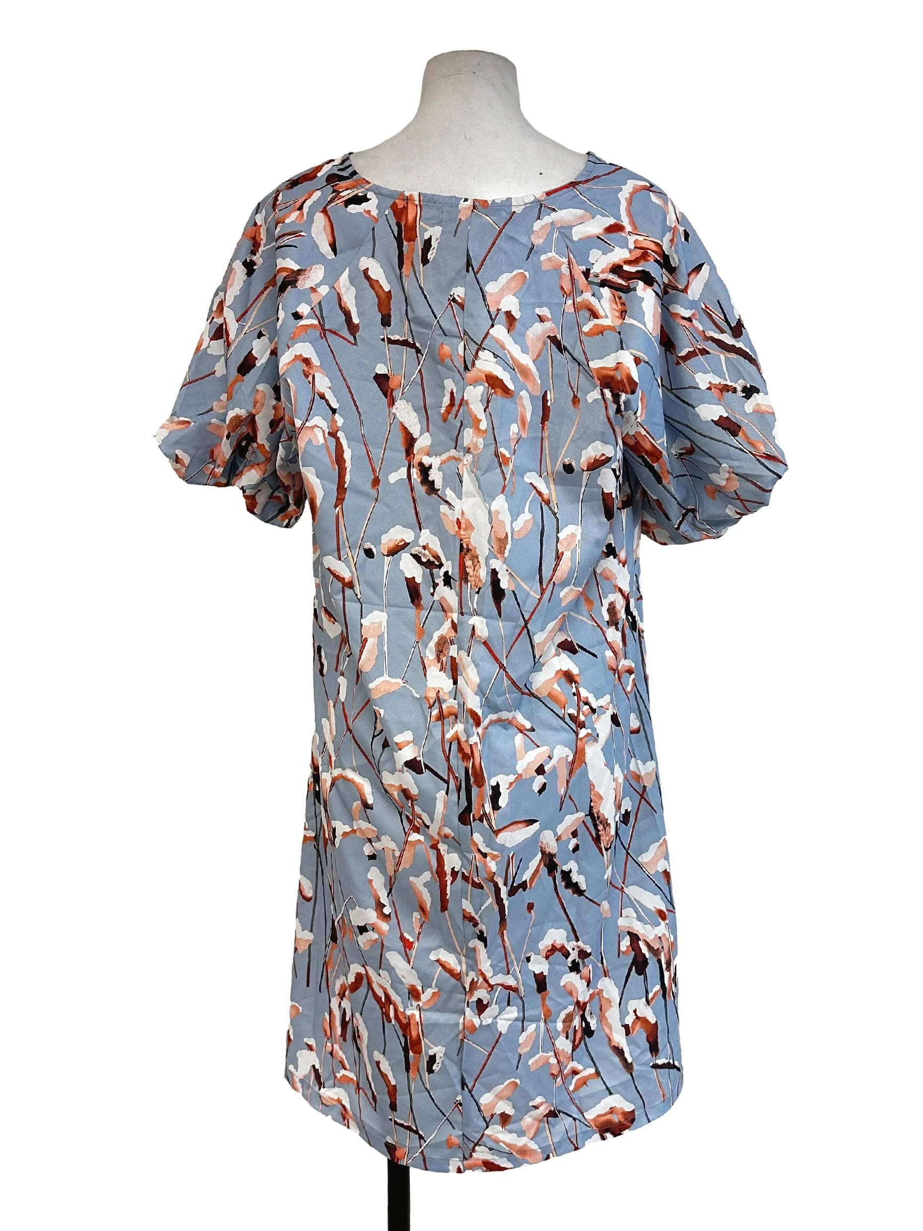Stone Blue Floral Pattern Dress - Image 2