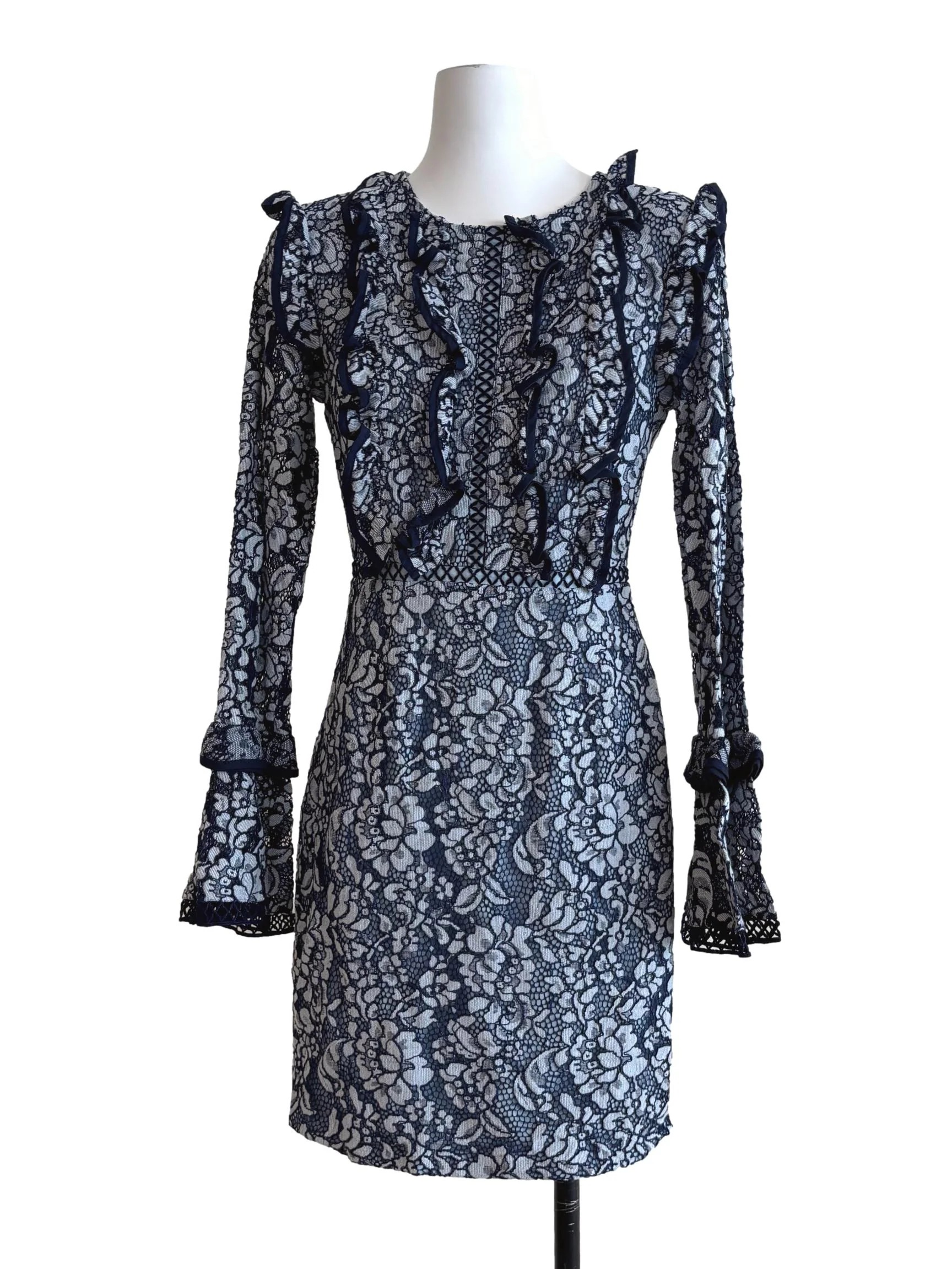 Stone Blue Long Sleeve Sheath Dress