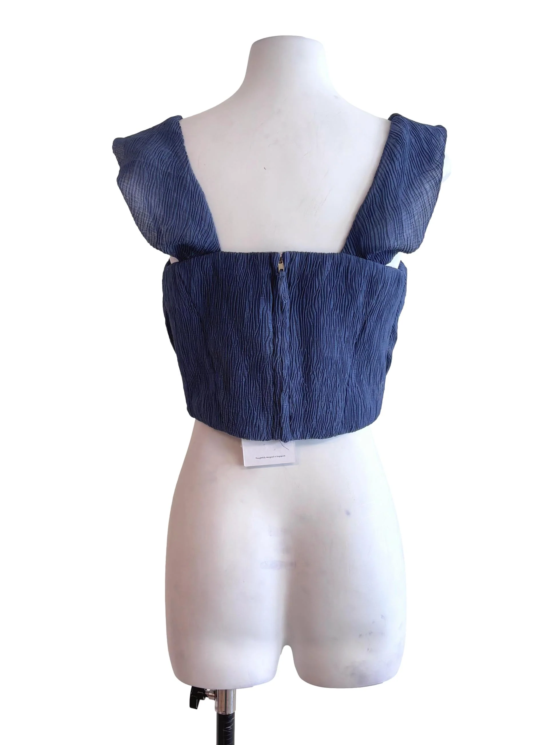 Stone Blue Mesh Curved Top - Image 2