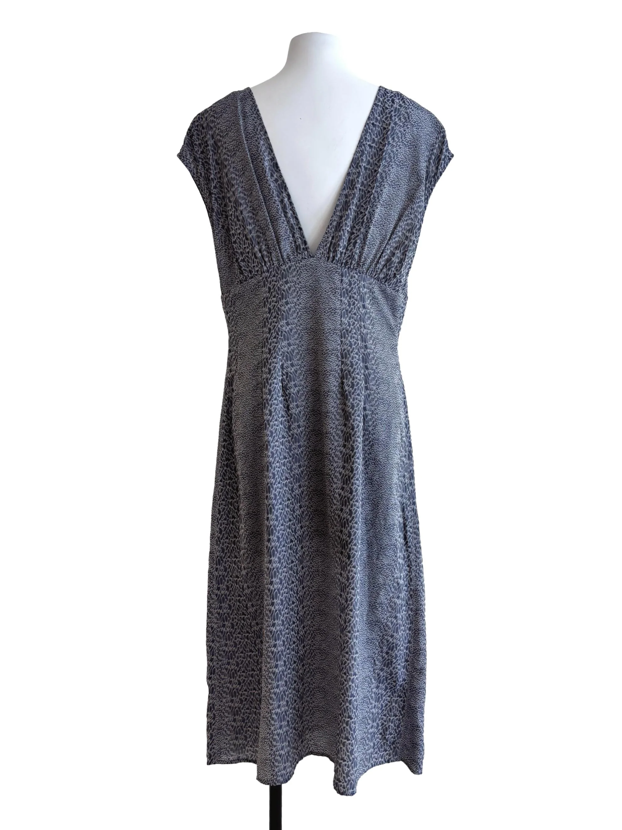 Stone Blue Plunge Neck Midi Dress - Image 2