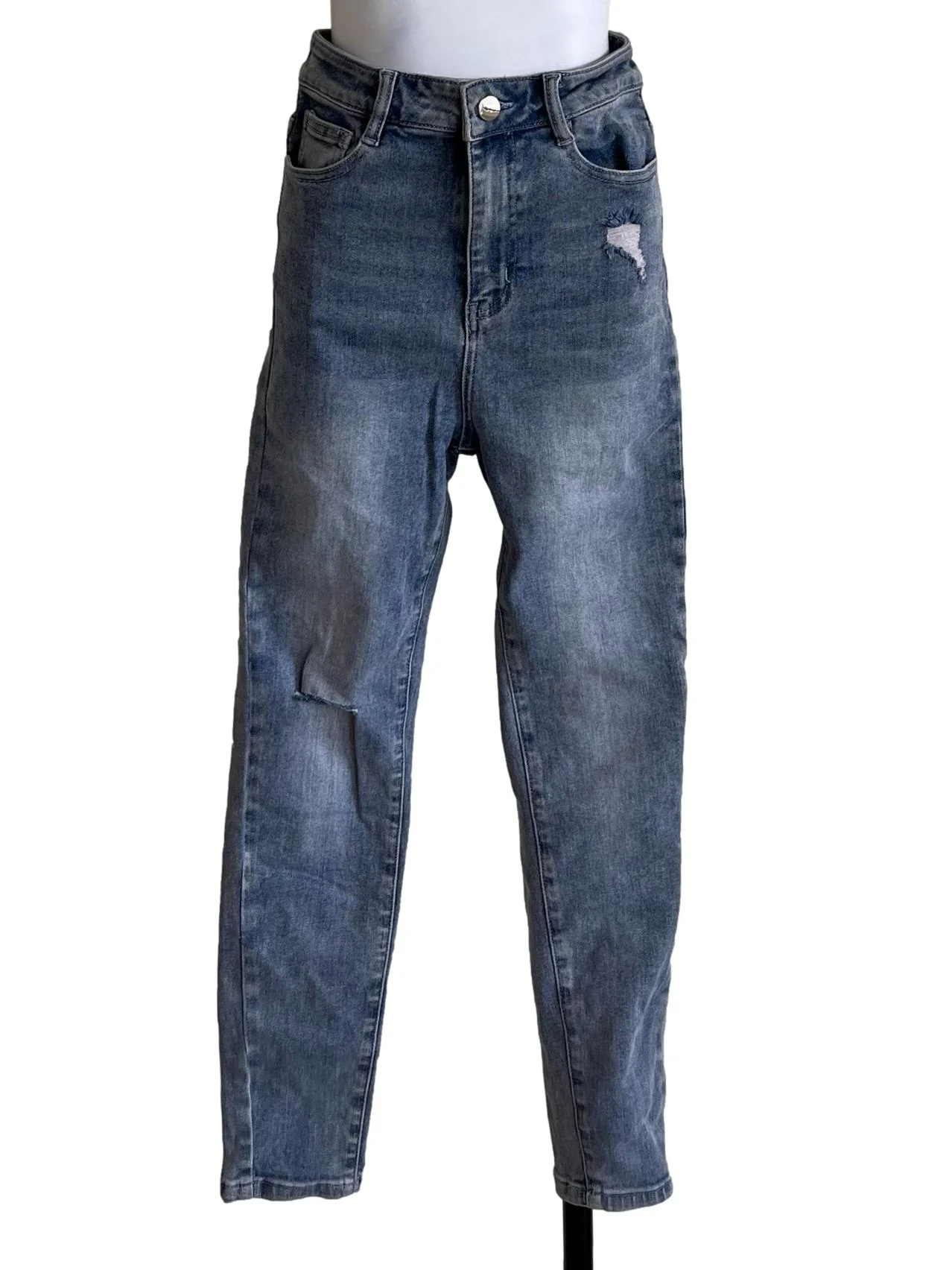 Stone Blue Ripped Skinny Jeans
